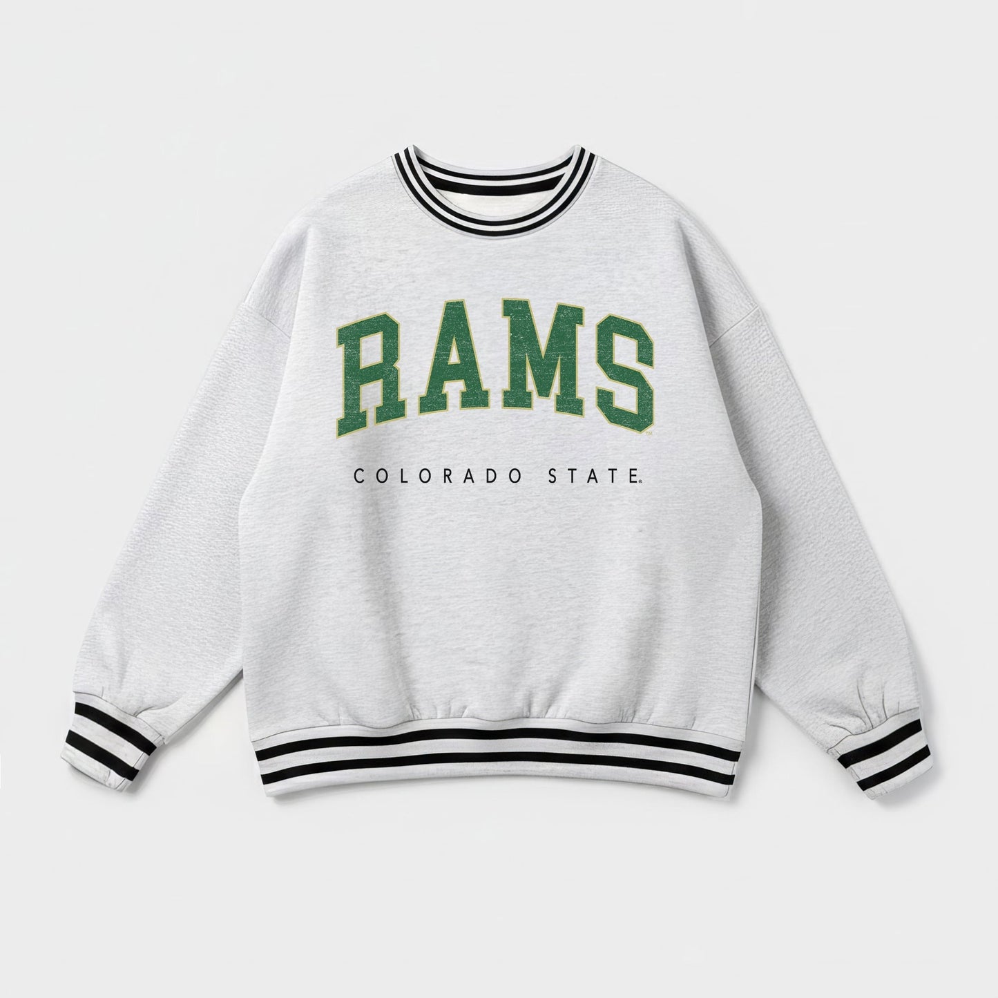 COLORADO STATE RAMS EASY ENERGY CREW FLEECE RINGER STRIPE SWEATSHIRT