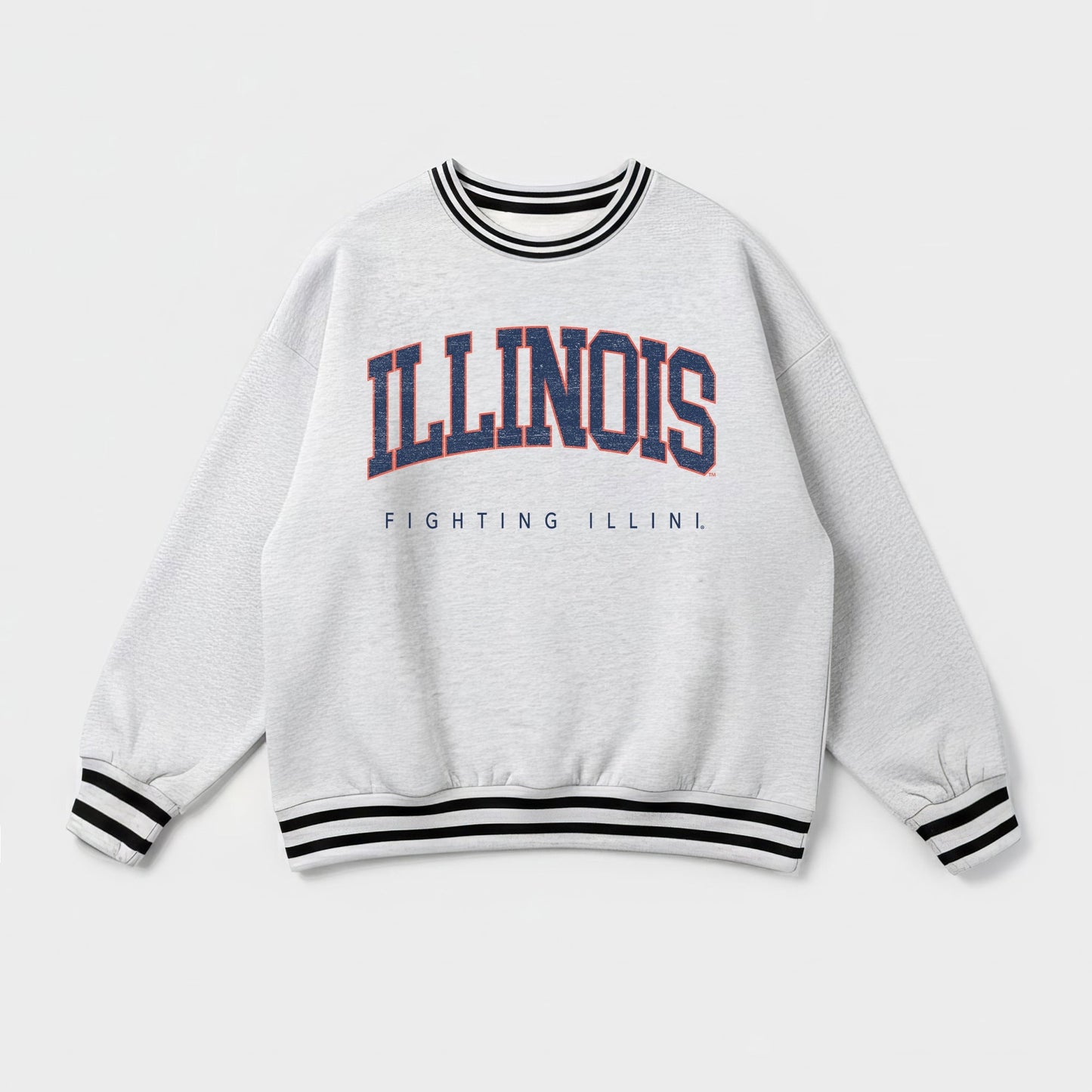 ILLINOIS FIGHTING ILLINI EASY ENERGY CREW FLEECE RINGER STRIPE SWEATSHIRT