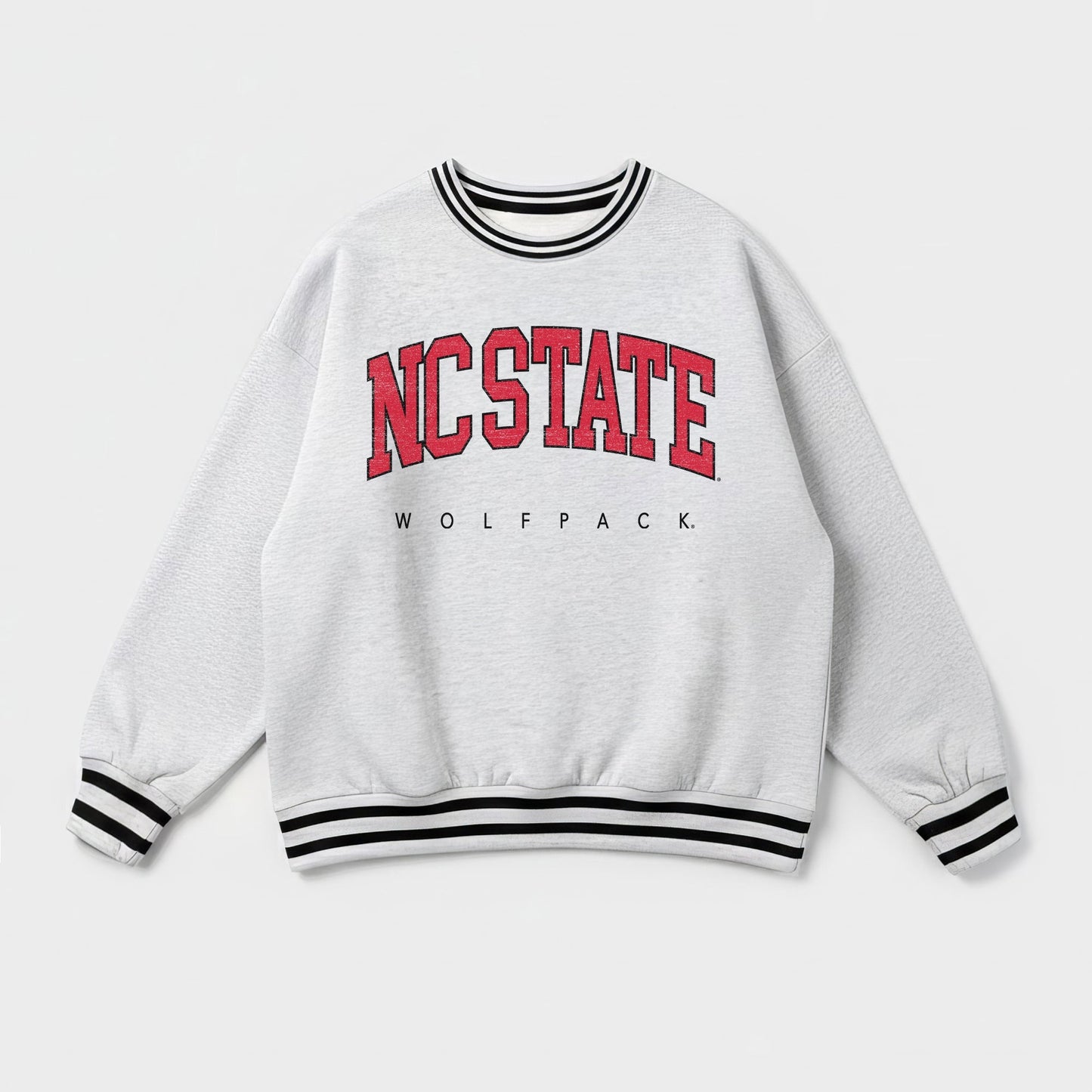NORTH CAROLINA STATE WOLFPACK EASY ENERGY CREW FLEECE RINGER STRIPE SWEATSHIRT