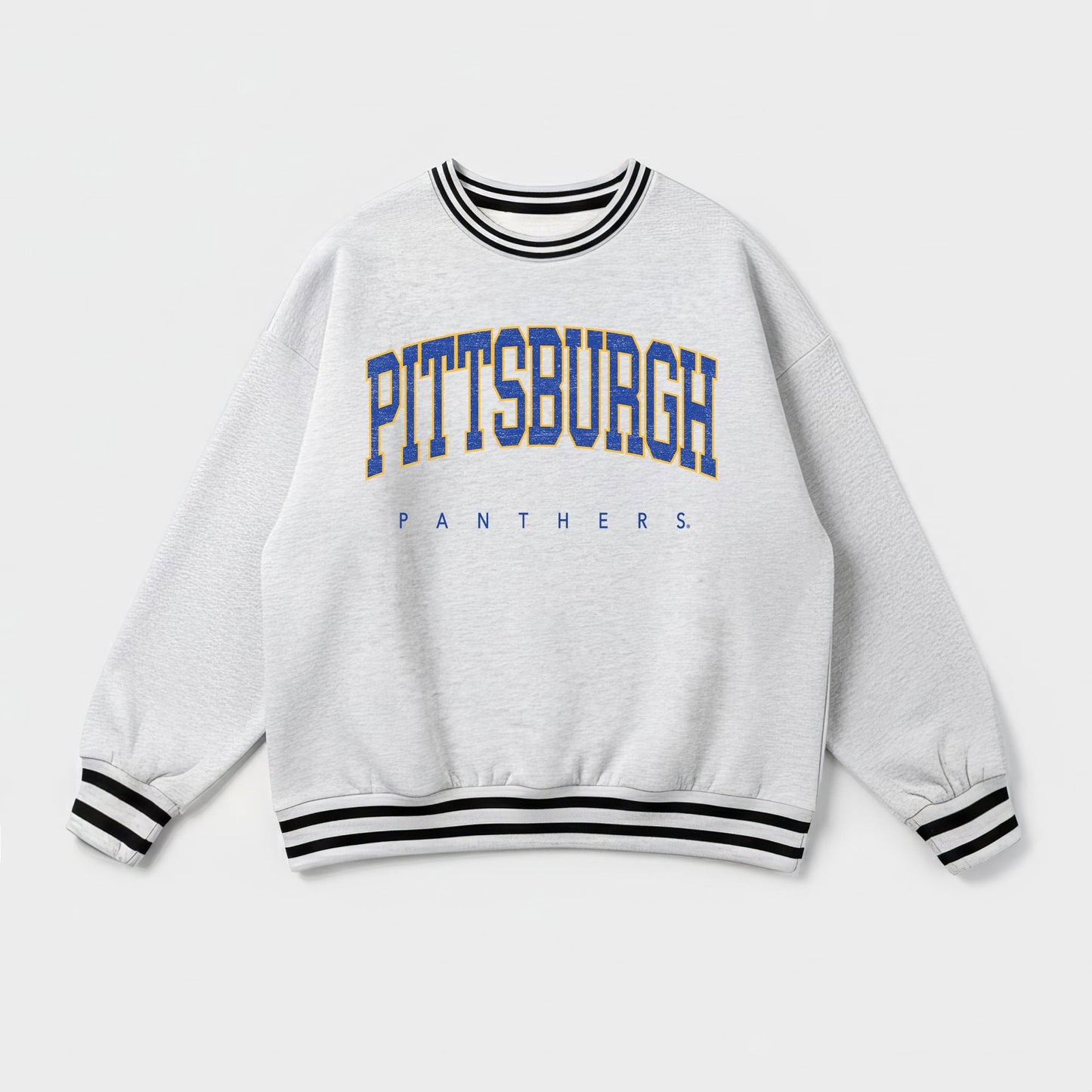 PITTSBURGH PANTHERS EASY ENERGY CREW FLEECE RINGER STRIPE SWEATSHIRT