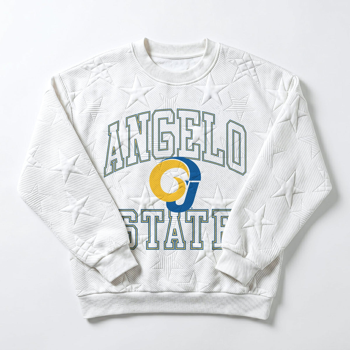 ANGELO STATE RAMS BIG PLAY ENERGY EMBOSSED STAR CREWNECK