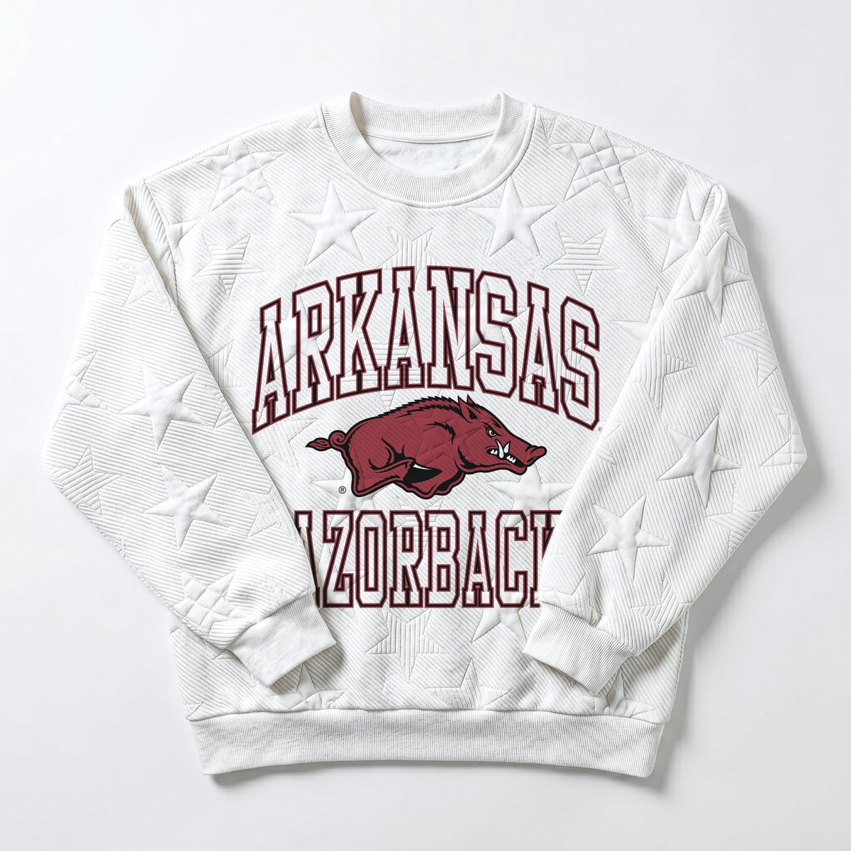 ARKANSAS RAZORBACKS BIG PLAY ENERGY EMBOSSED STAR CREWNECK