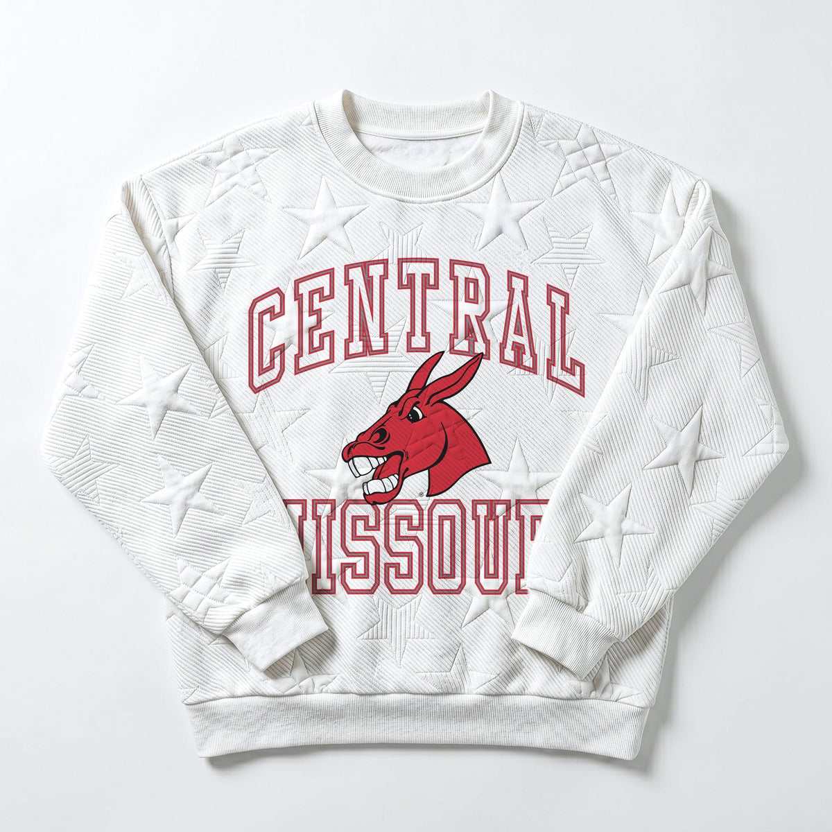CENTRAL MISSOURI MULES BIG PLAY ENERGY EMBOSSED STAR CREWNECK