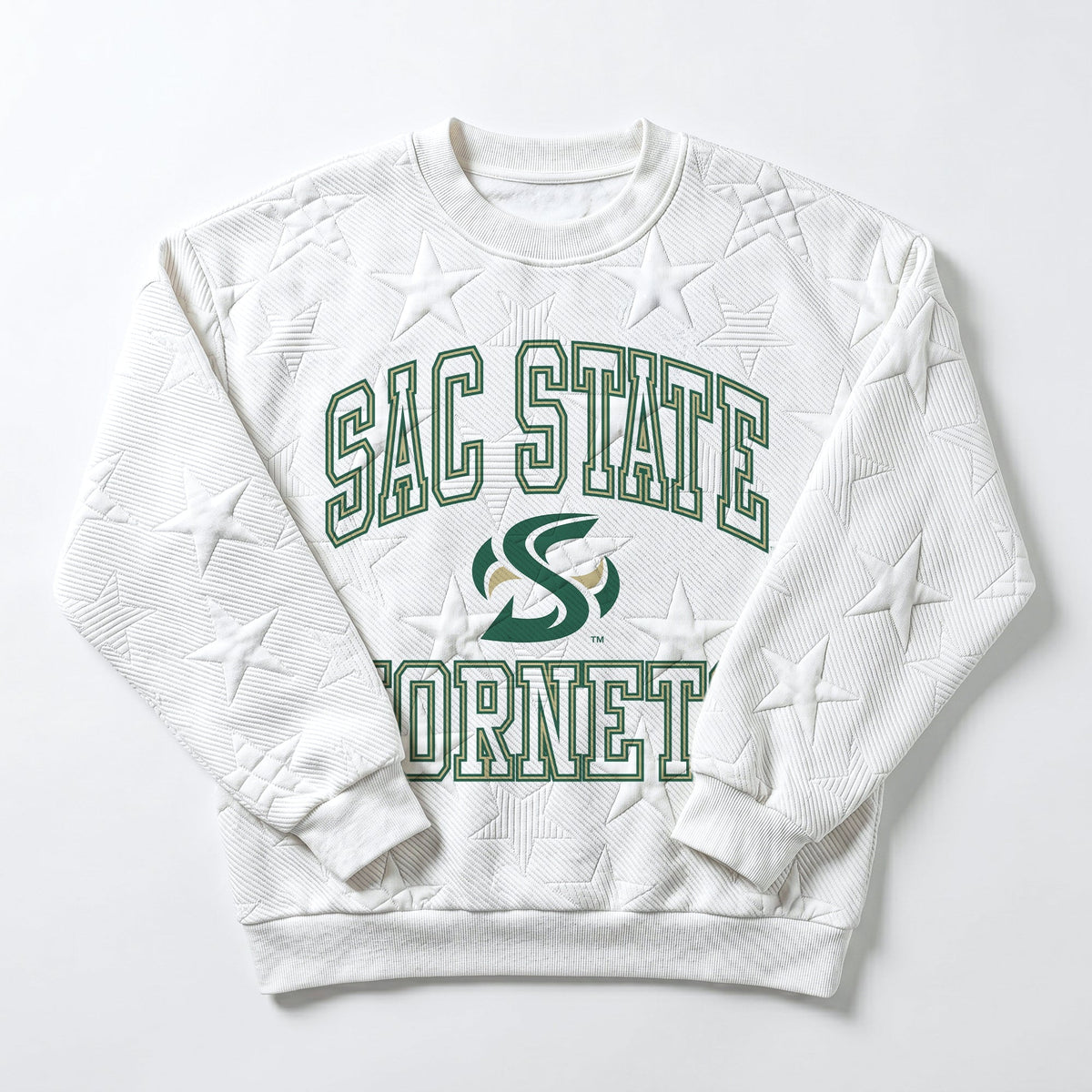 SACRAMENTO STATE HORNETS BIG PLAY ENERGY EMBOSSED STAR CREWNECK