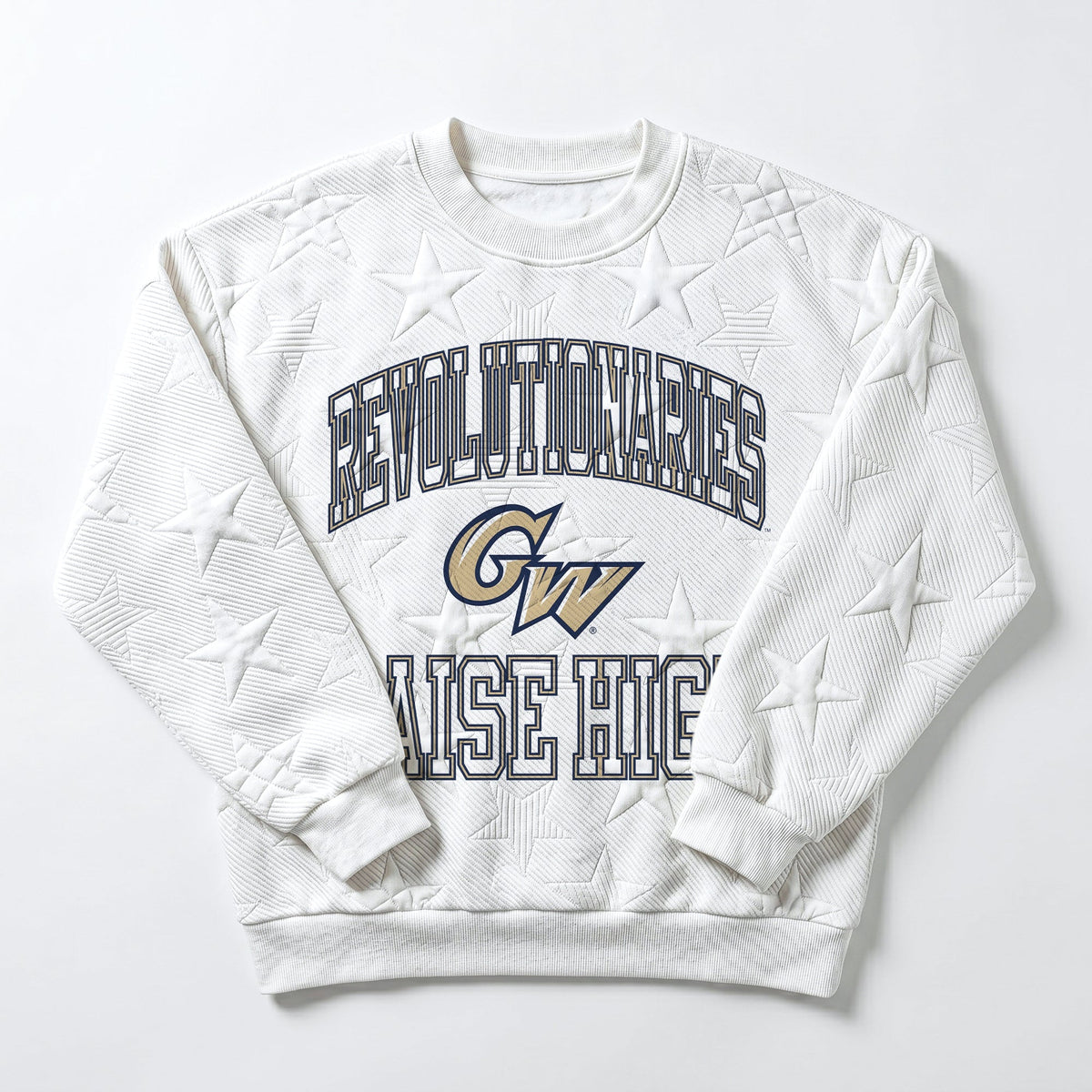 GEORGE WASHINGTON REVOLUTIONARIES BIG PLAY ENERGY EMBOSSED STAR CREWNECK