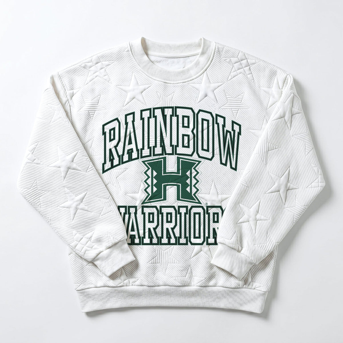 HAWAII RAINBOW WARRIORS BIG PLAY ENERGY EMBOSSED STAR CREWNECK