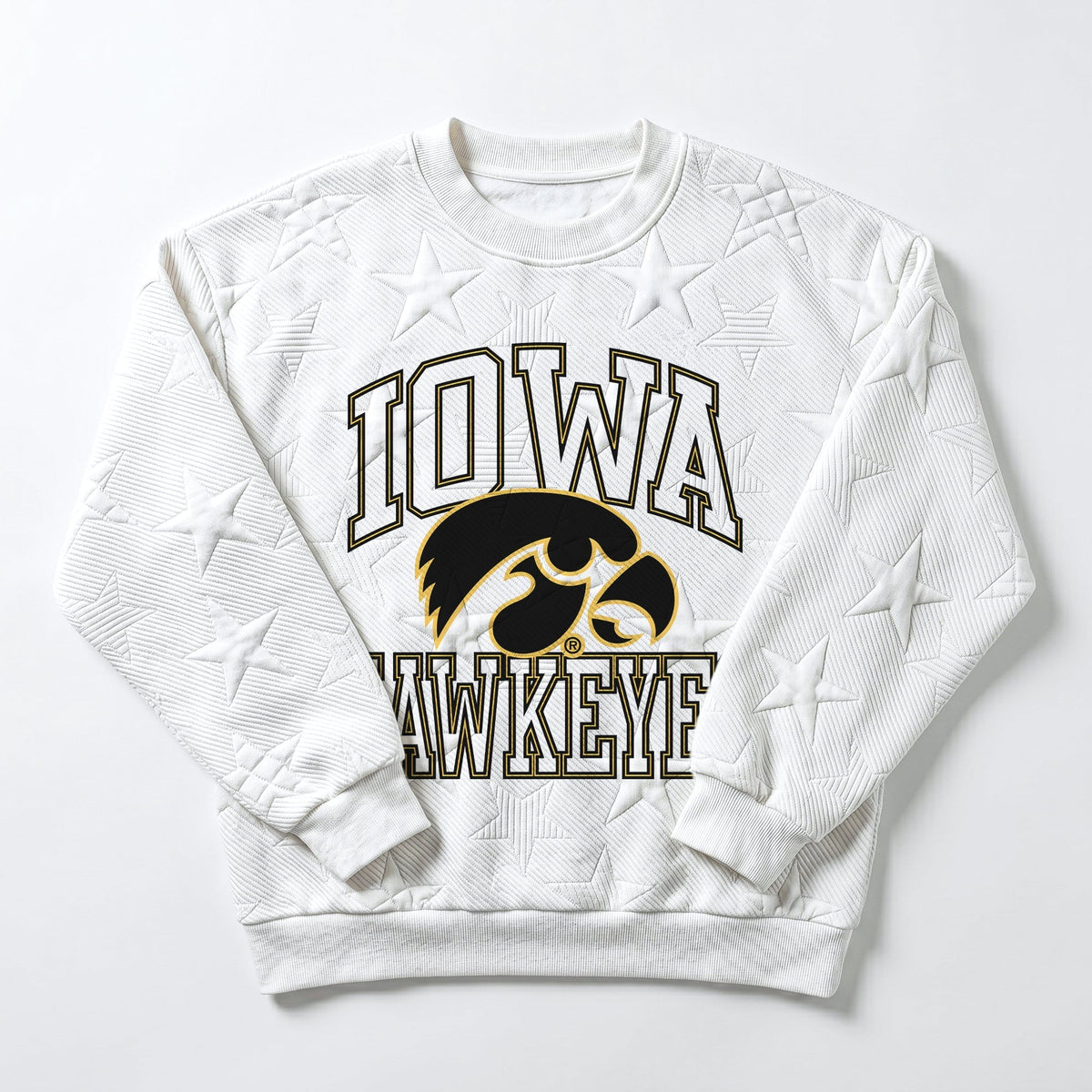 IOWA HAWKEYES BIG PLAY ENERGY EMBOSSED STAR CREWNECK