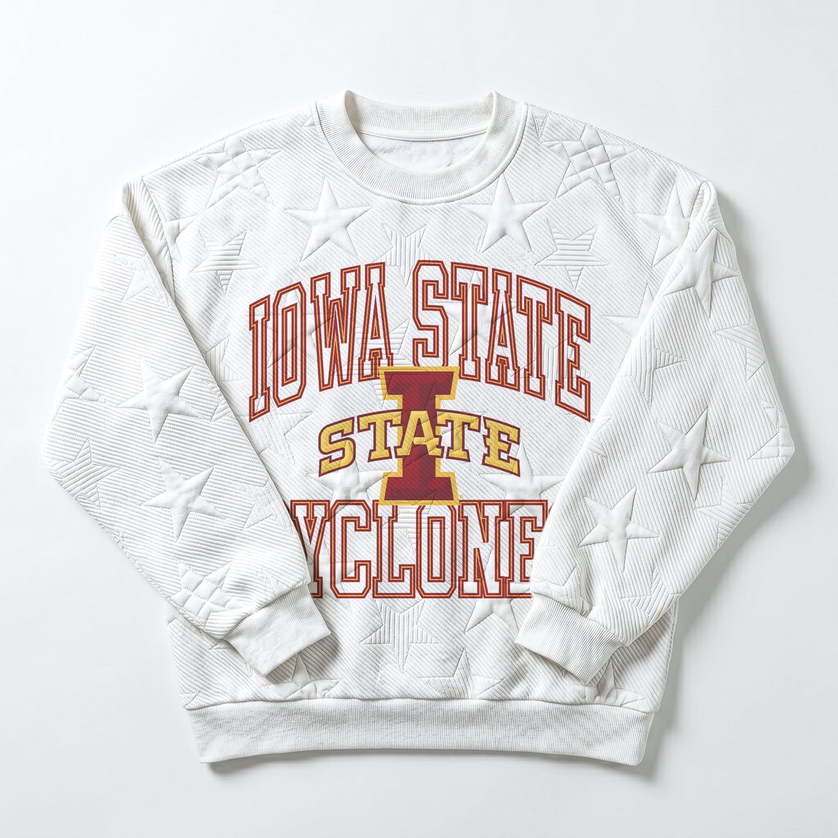 IOWA STATE CYCLONES BIG PLAY ENERGY EMBOSSED STAR CREWNECK
