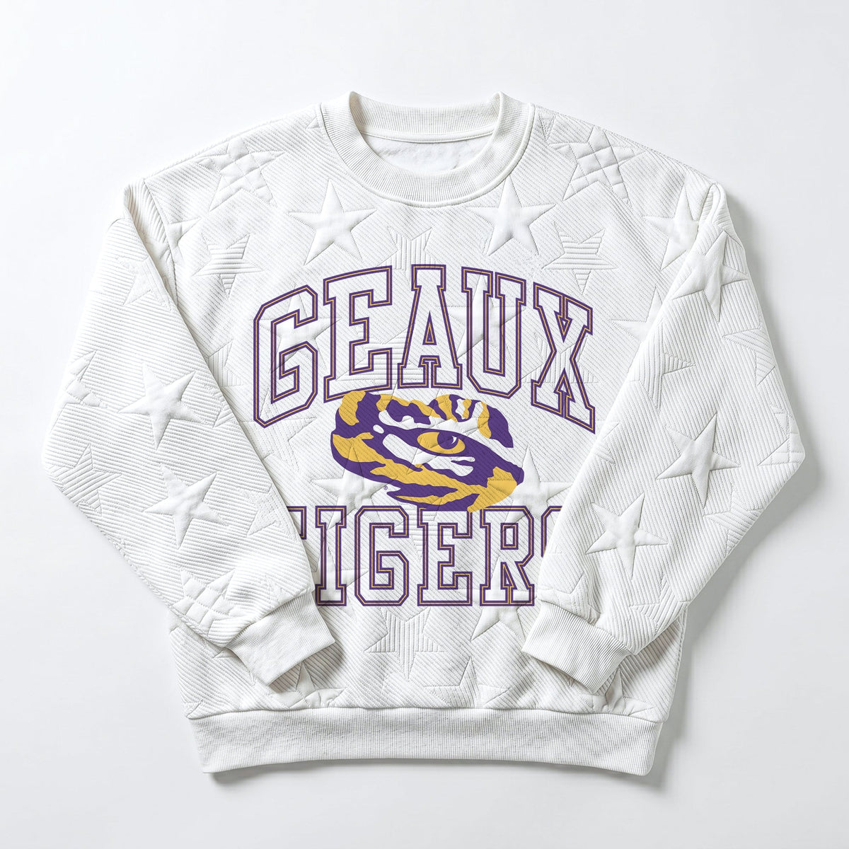 LSU TIGERS BIG PLAY ENERGY EMBOSSED STAR CREWNECK