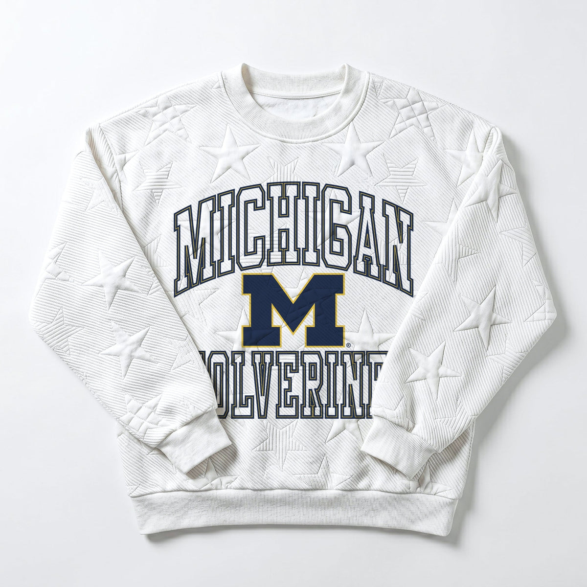 MICHIGAN WOLVERINES BIG PLAY ENERGY EMBOSSED STAR CREWNECK