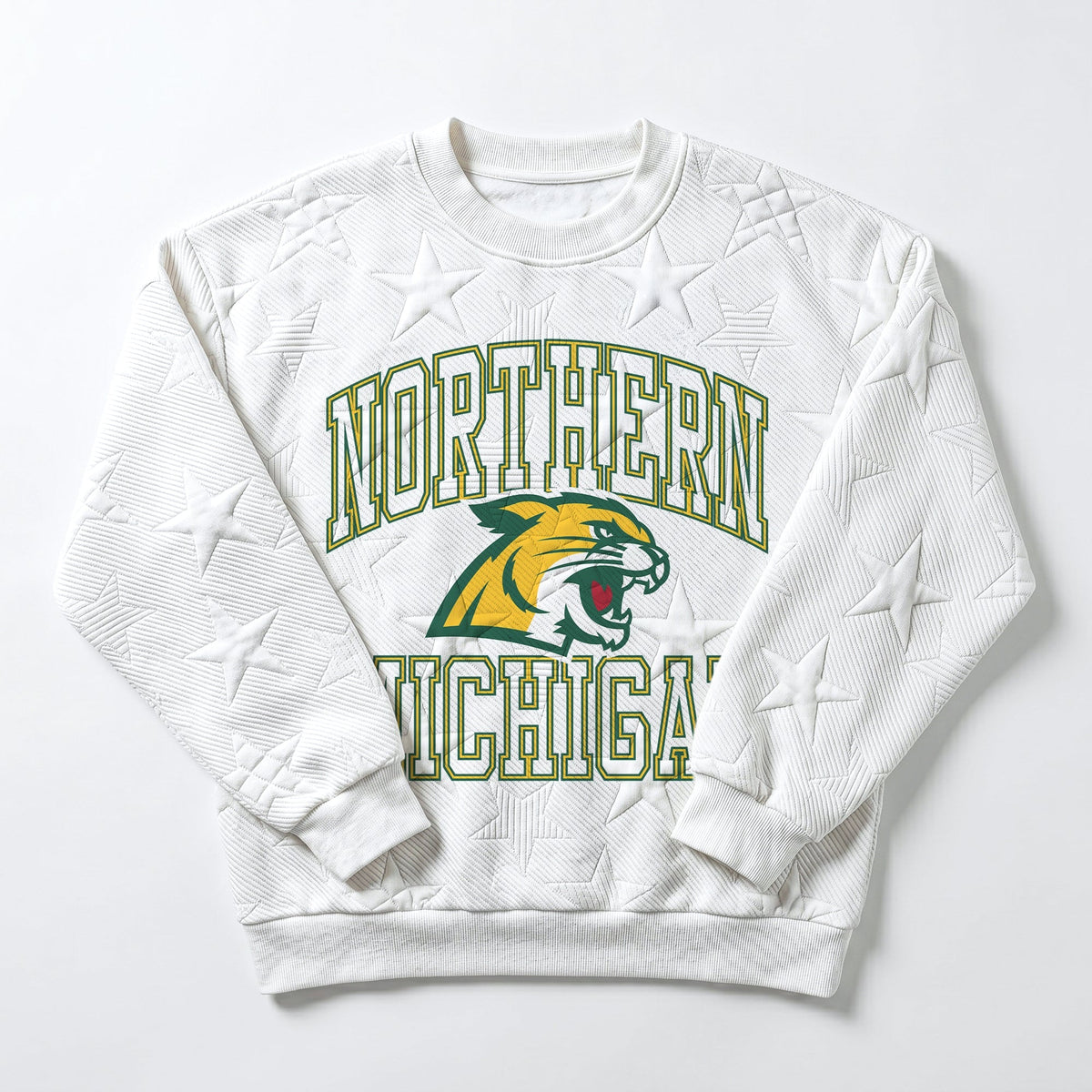 NORTHERN MICHIGAN WILDCATS BIG PLAY ENERGY EMBOSSED STAR CREWNECK