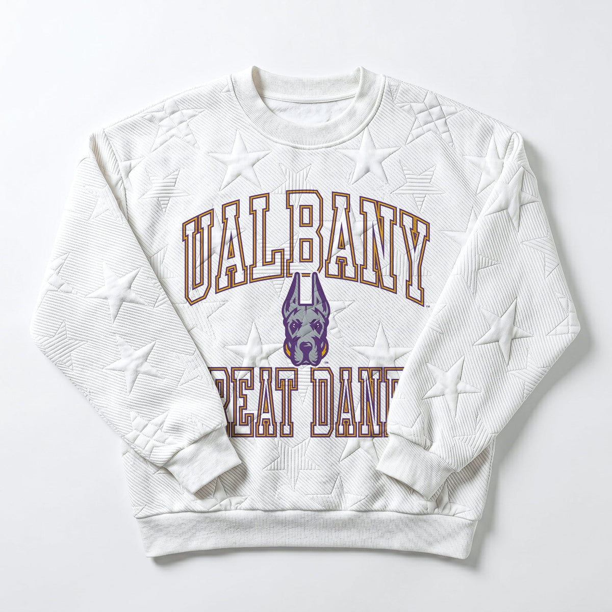 ALBANY GREAT DANES BIG PLAY ENERGY EMBOSSED STAR CREWNECK
