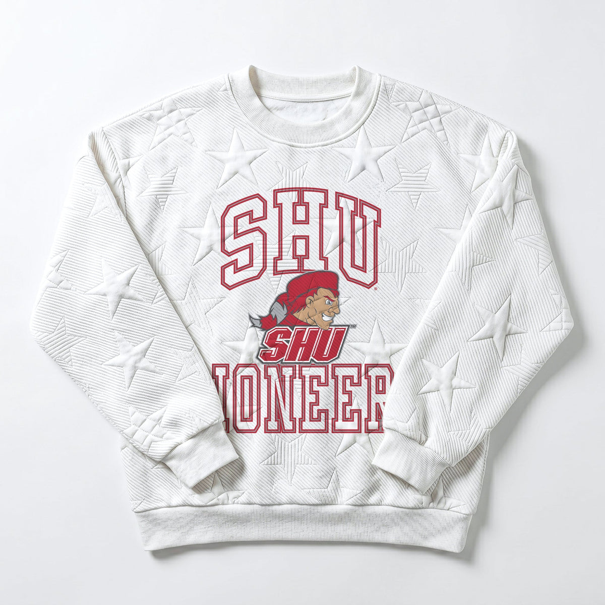 SACRED HEART PIONEERS BIG PLAY ENERGY EMBOSSED STAR CREWNECK