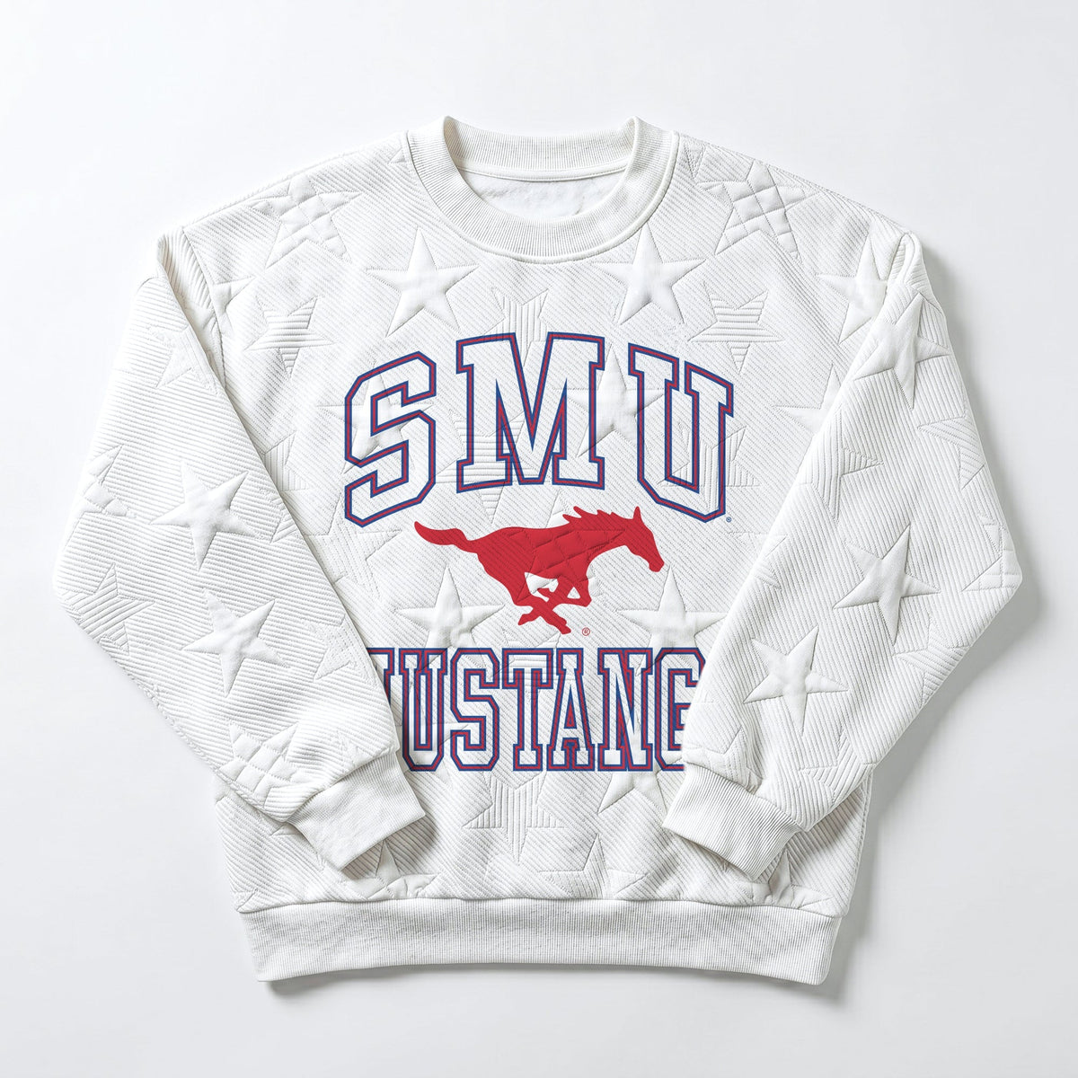 SMU MUSTANGS BIG PLAY ENERGY EMBOSSED STAR CREWNECK