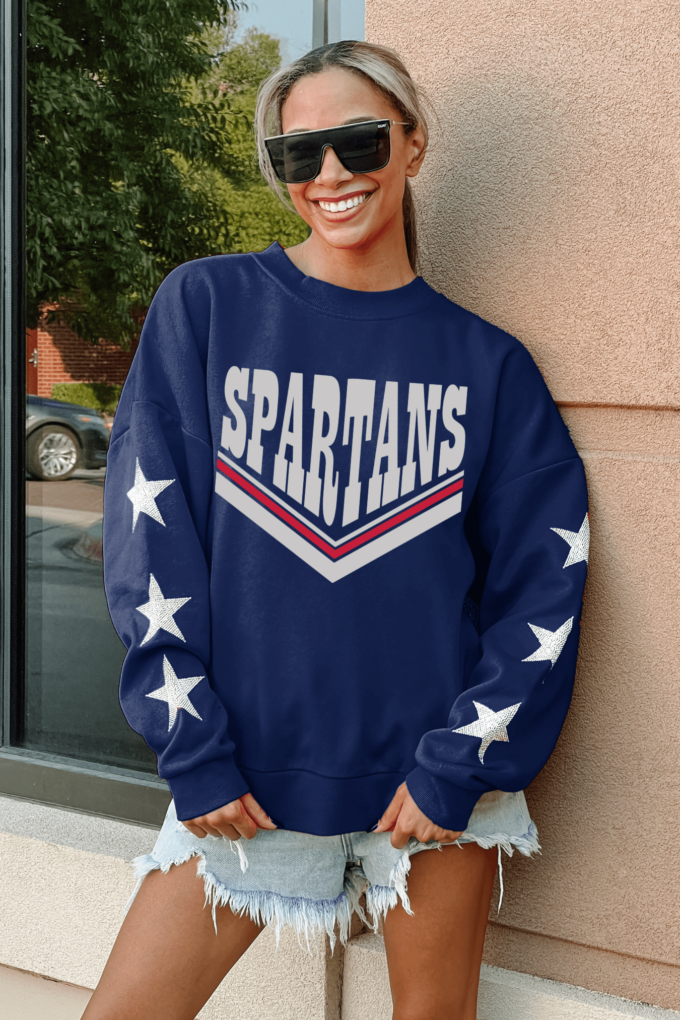 BIXBY SPARTANS RHINESTONE SLEEVE ALLSTAR SWEATSHIRT - The Club