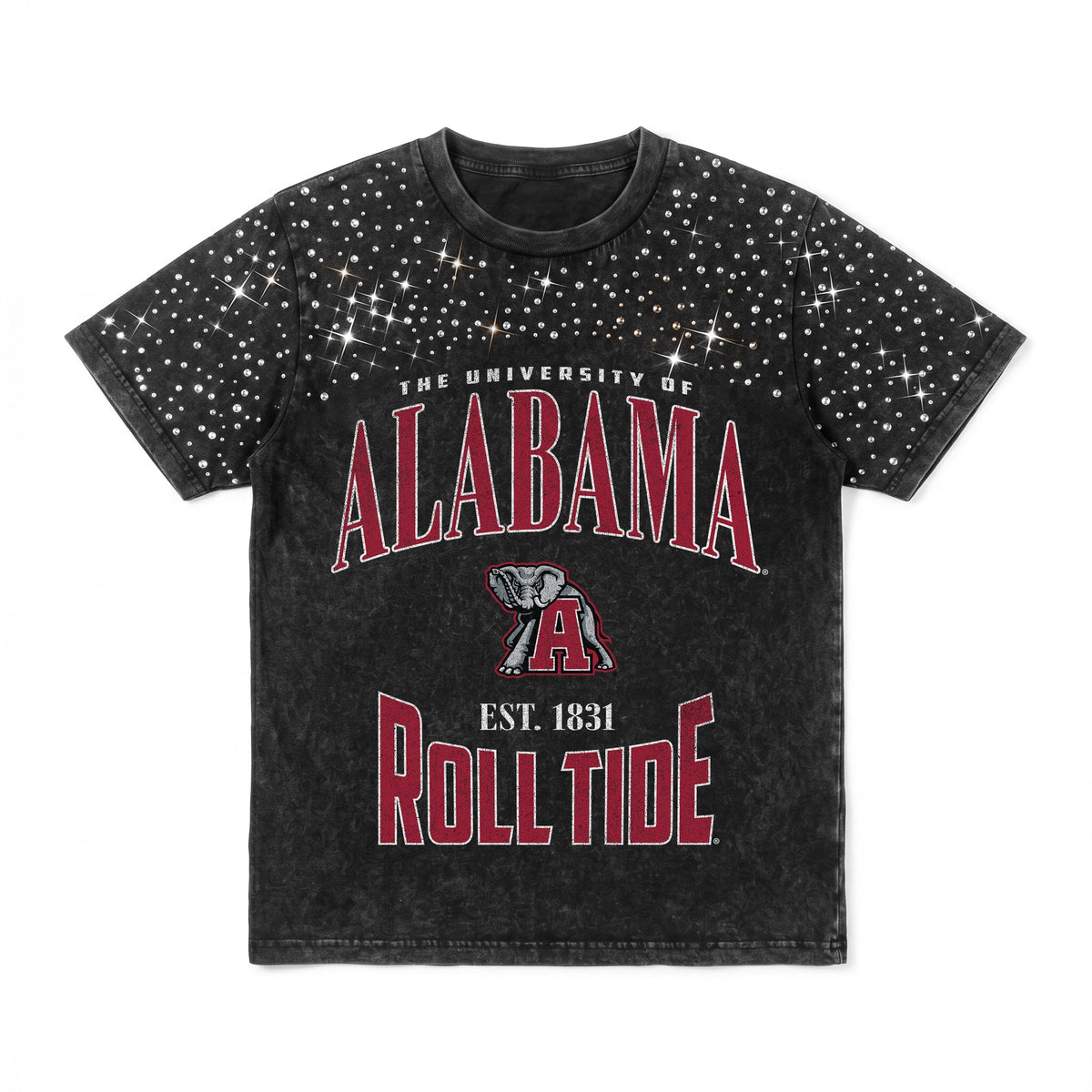ALABAMA CRIMSON TIDE IN THE ZONE VINTAGE WASH RHINESTONE TEE