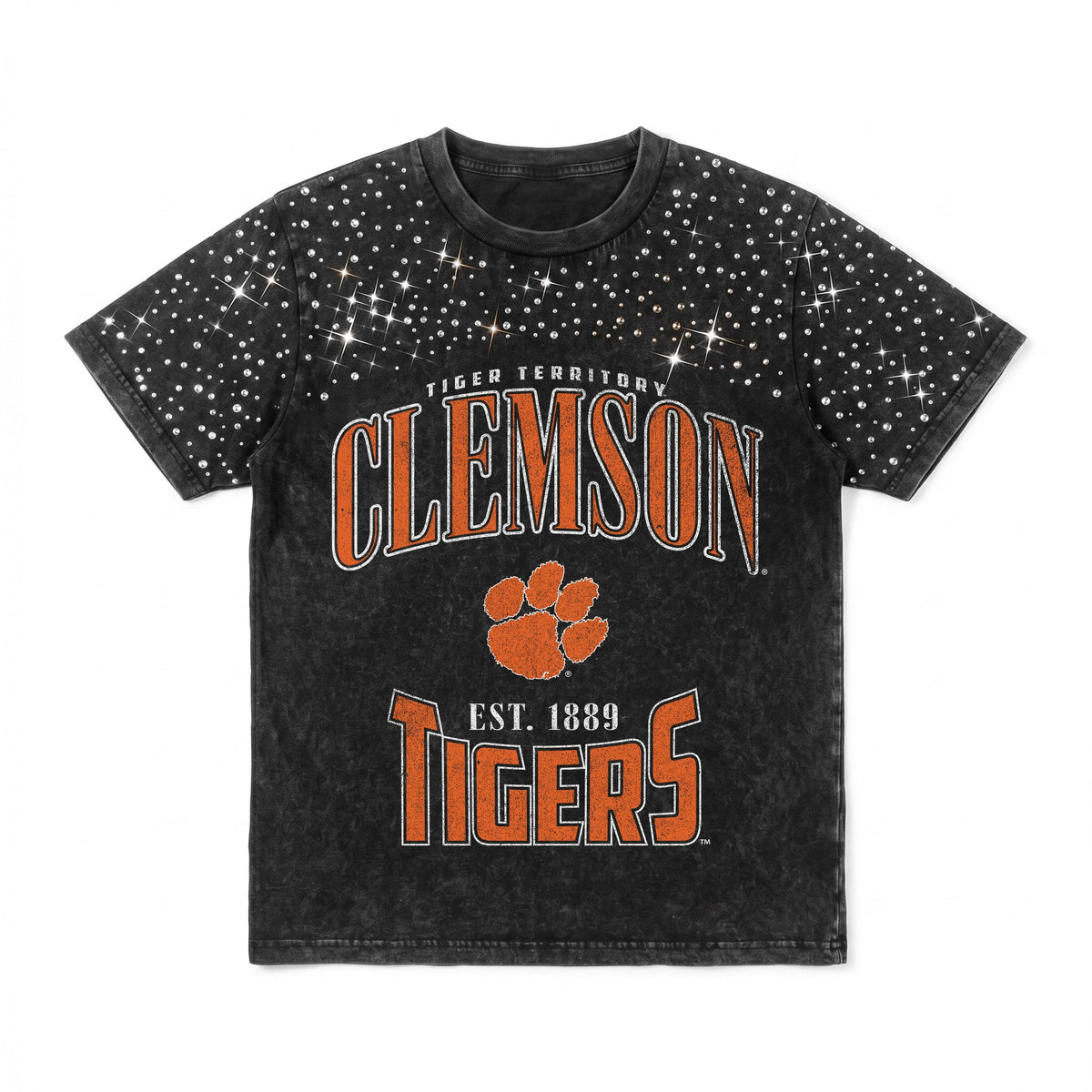 CLEMSON TIGERS IN THE ZONE VINTAGE WASH RHINESTONE TEE