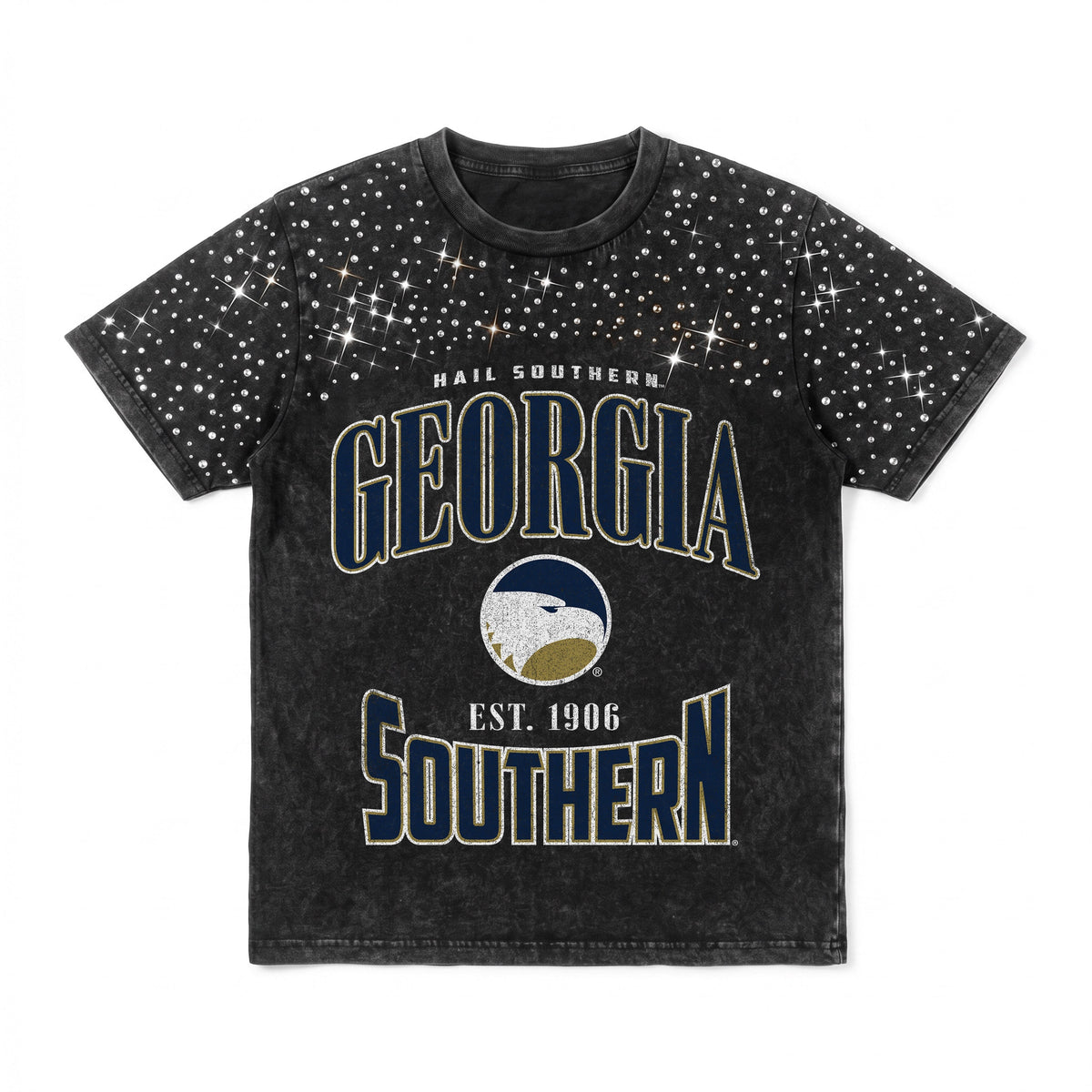 GEORGIA SOUTHERN EAGLES IN THE ZONE VINTAGE WASH RHINESTONE TEE