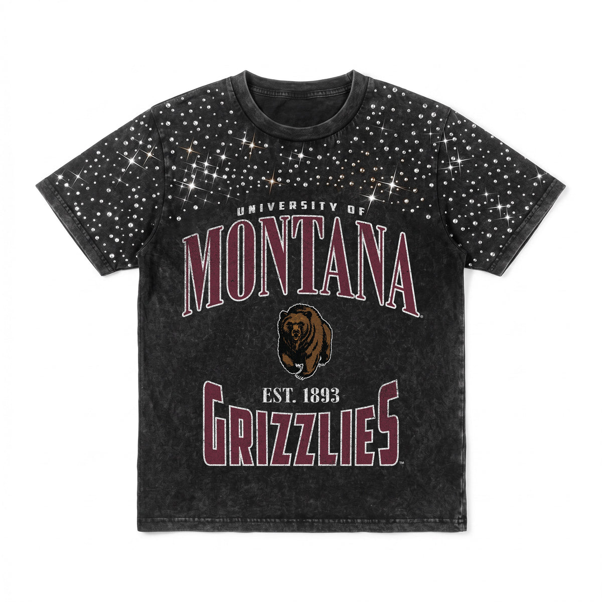 MONTANA GRIZZLIES IN THE ZONE VINTAGE WASH RHINESTONE TEE