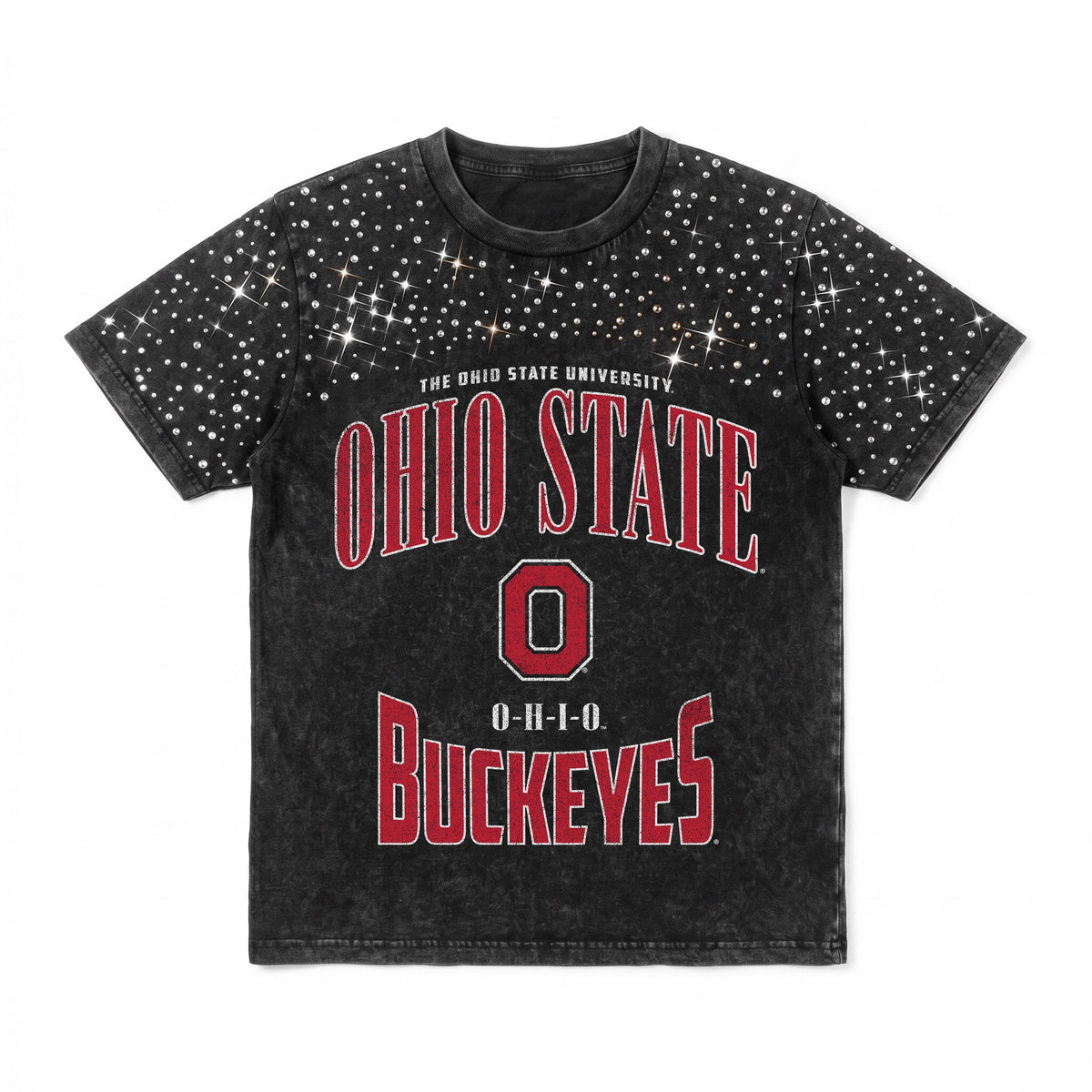 OHIO STATE BUCKEYES IN THE ZONE VINTAGE WASH RHINESTONE TEE