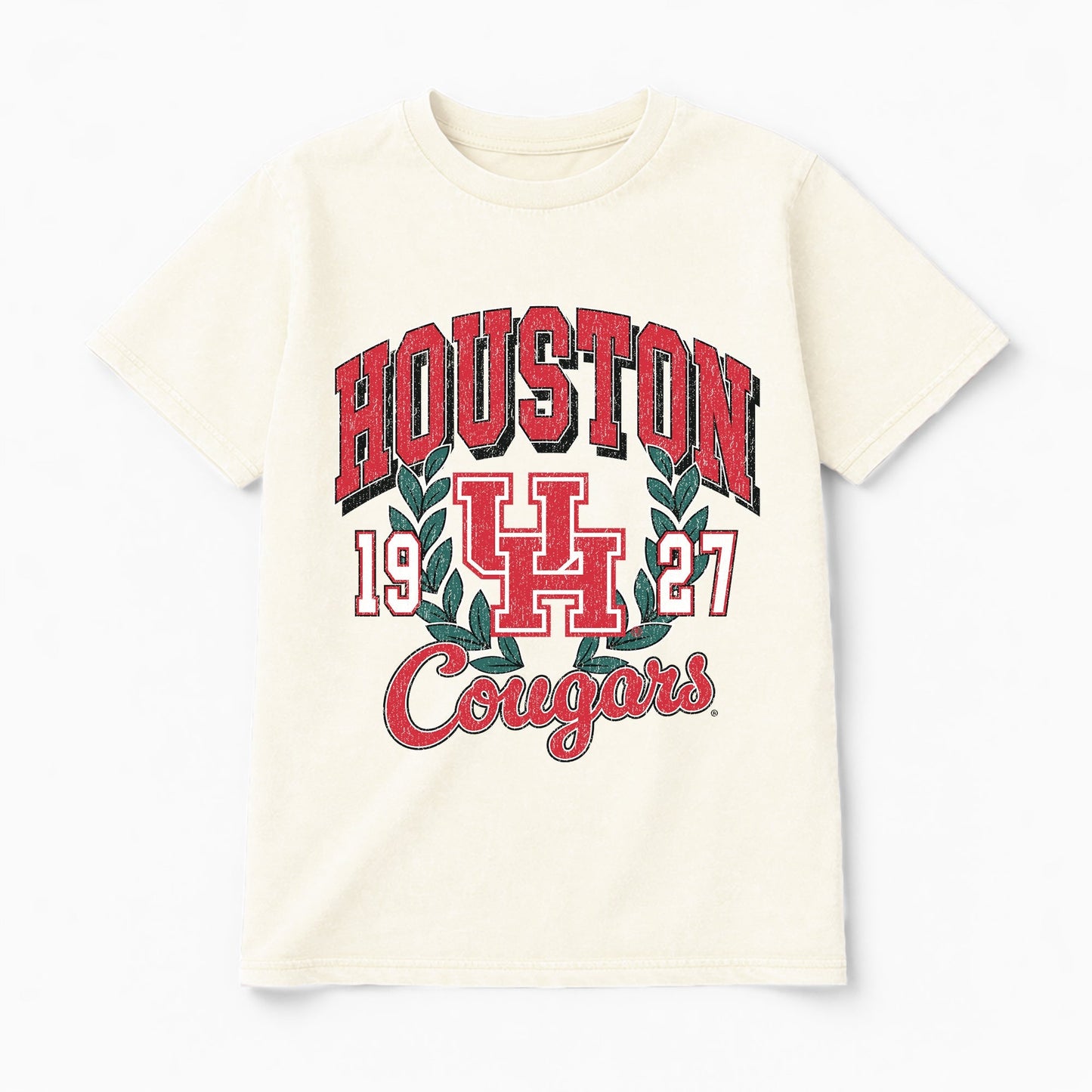HOUSTON COUGARS RAISED ON VICTORY CLASSIC FIT COTTON BLEND CREWNECK TEE