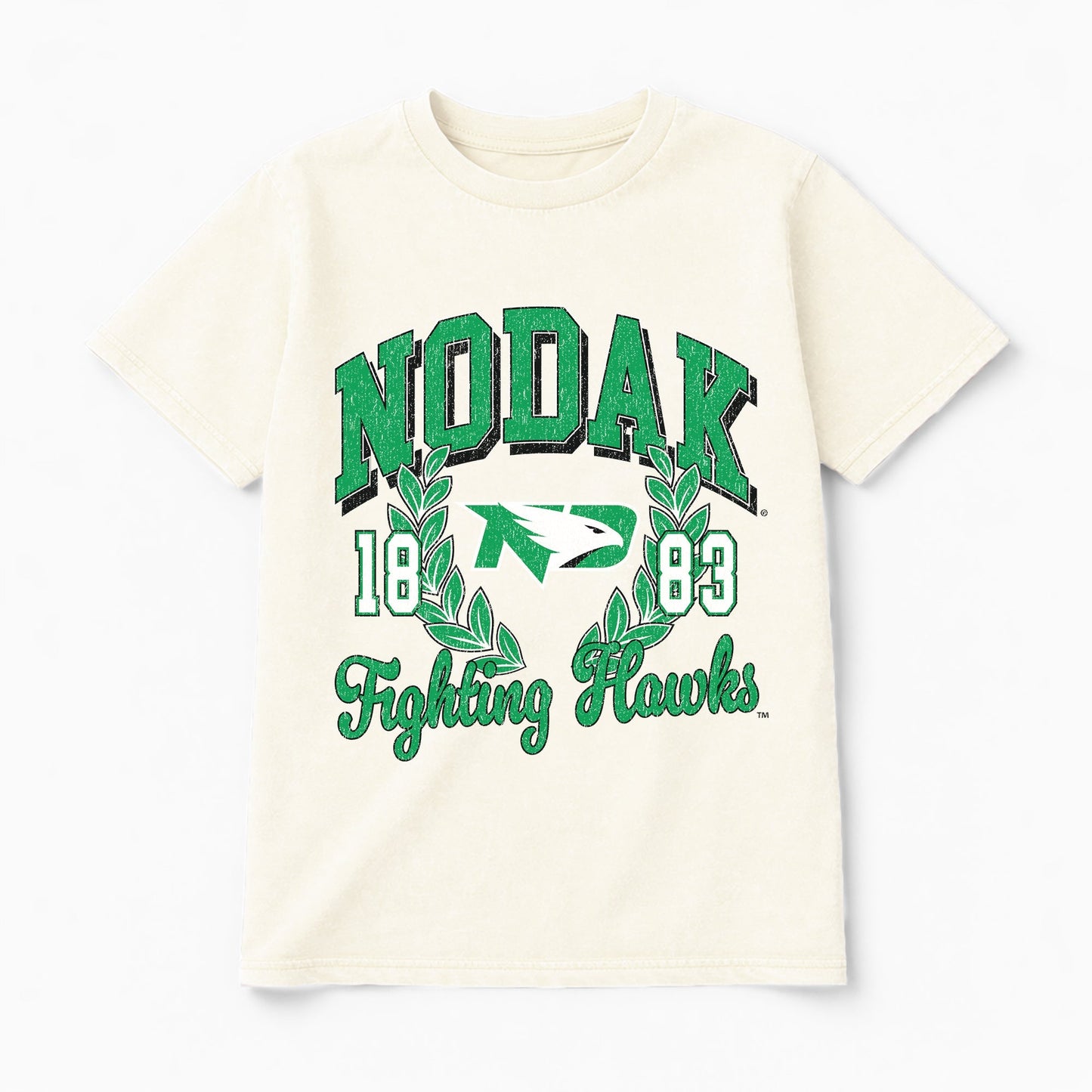 NORTH DAKOTA FIGHTING HAWKS RAISED ON VICTORY CLASSIC FIT COTTON BLEND CREWNECK TEE