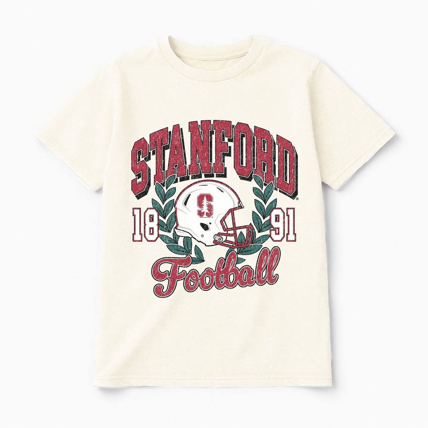 STANFORD CARDINAL RAISED ON VICTORY CLASSIC FIT COTTON BLEND CREWNECK TEE