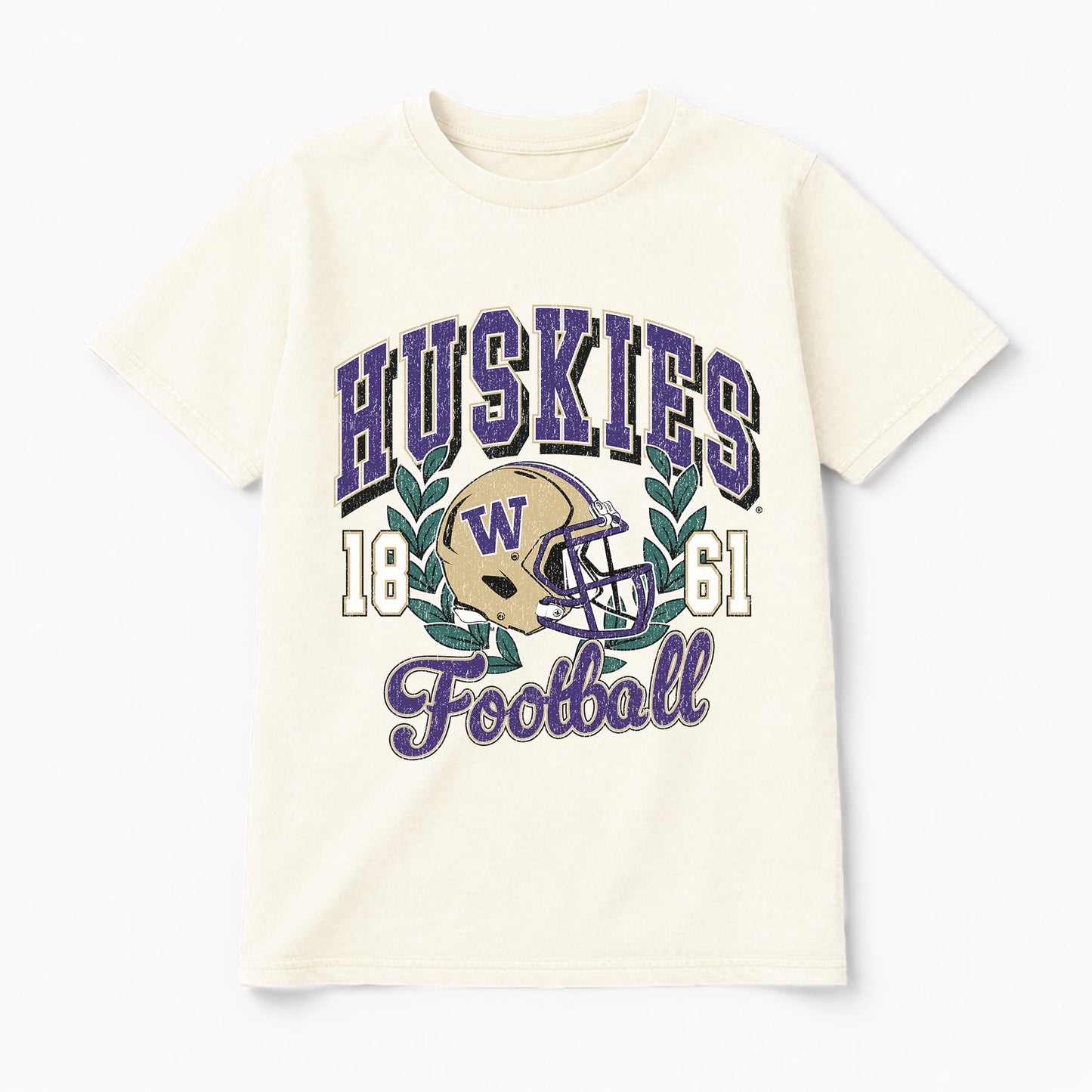 WASHINGTON HUSKIES RAISED ON VICTORY CLASSIC FIT COTTON BLEND CREWNECK TEE