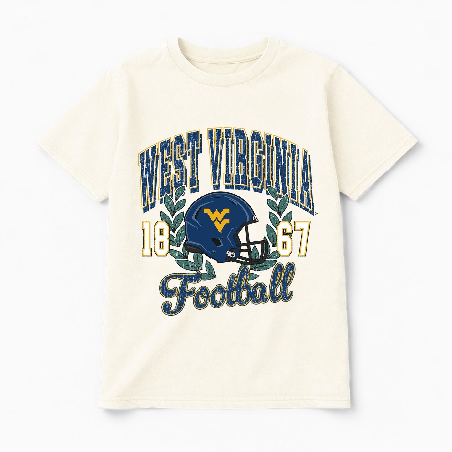WEST VIRGINIA MOUNTAINEERS RAISED ON VICTORY CLASSIC FIT COTTON BLEND CREWNECK TEE