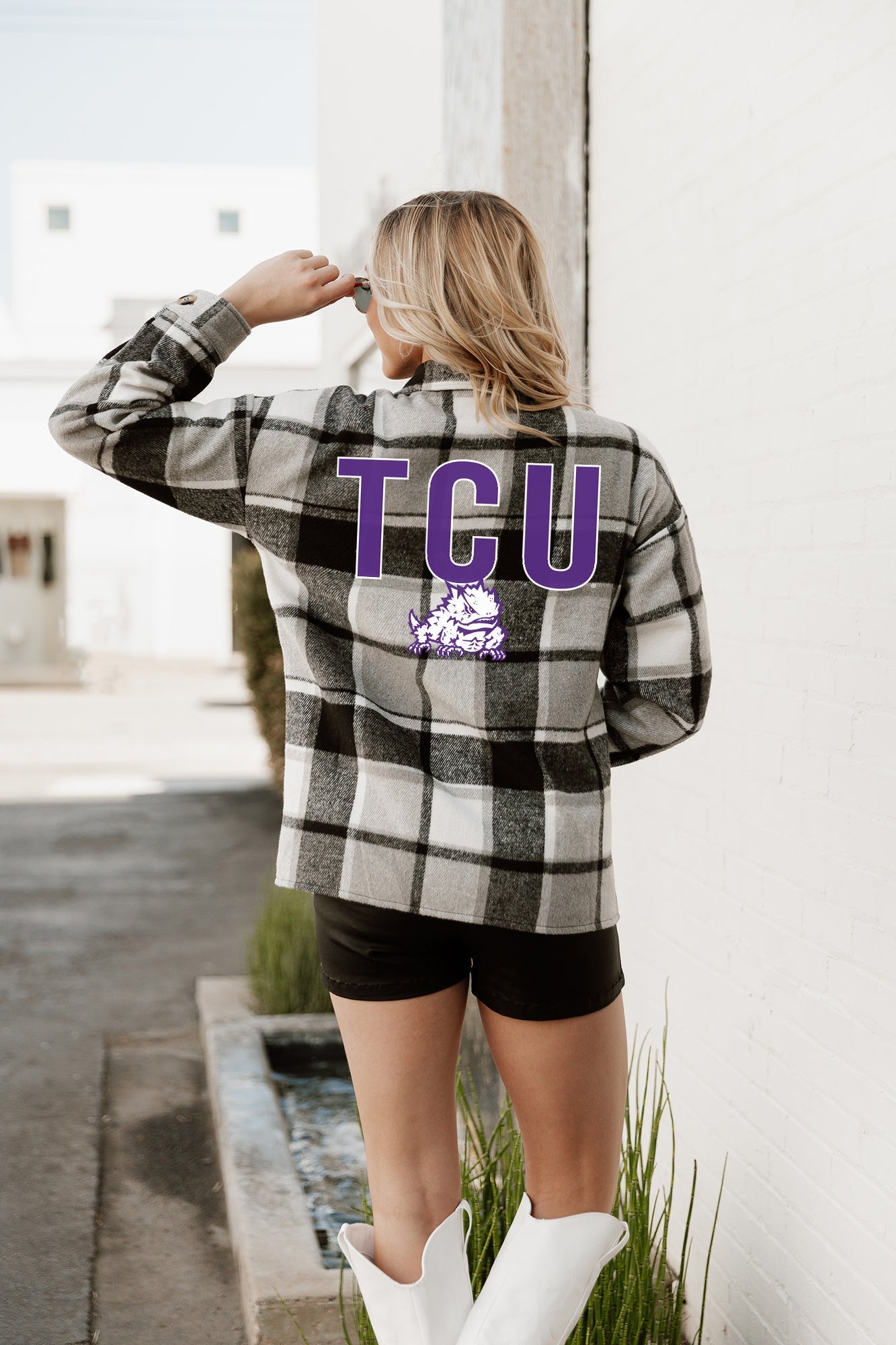 TCU HORNED FROGS MAD FOR PLAID JENKINS PLAID OVERSHIRT