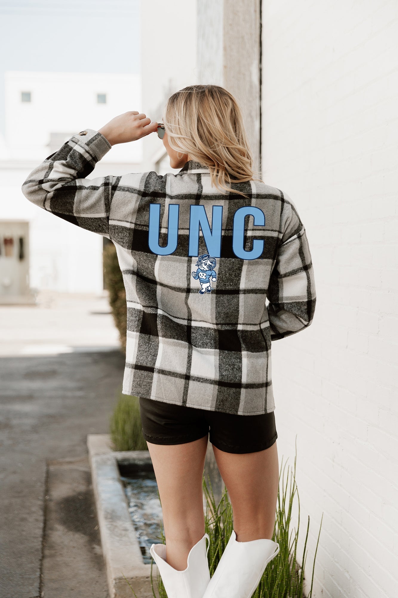 NORTH CAROLINA TAR HEELS MAD FOR PLAID JENKINS PLAID OVERSHIRT