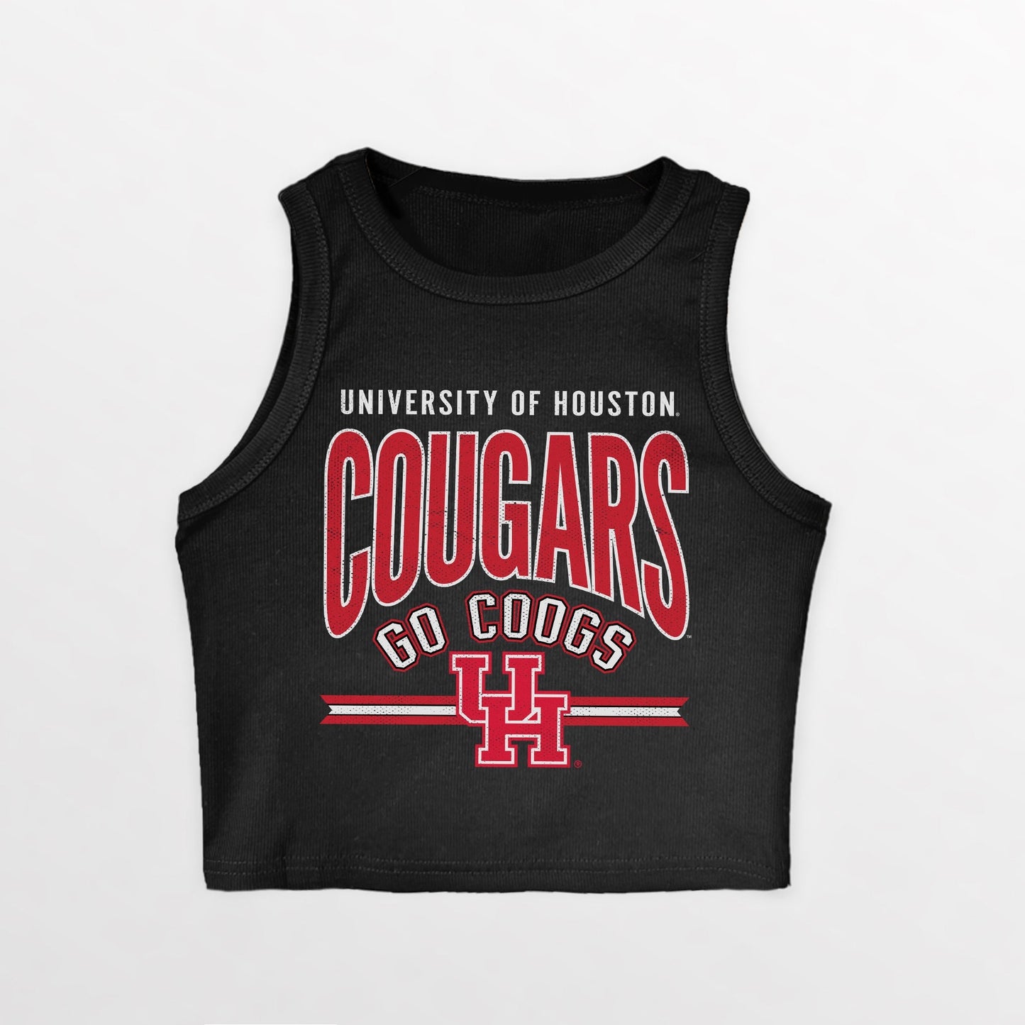 HOUSTON COUGARS MIC DROP ESSENTIAL RIBBED CROP TANK
