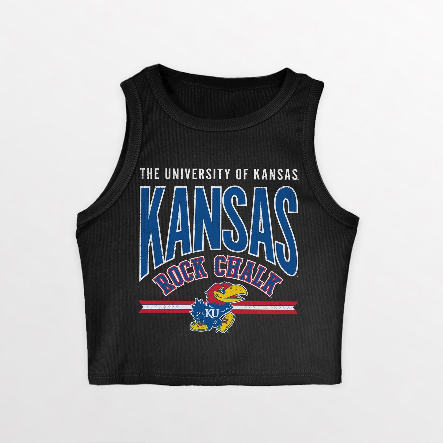 KANSAS JAYHAWKS MIC DROP ESSENTIAL RIBBED CROP TANK