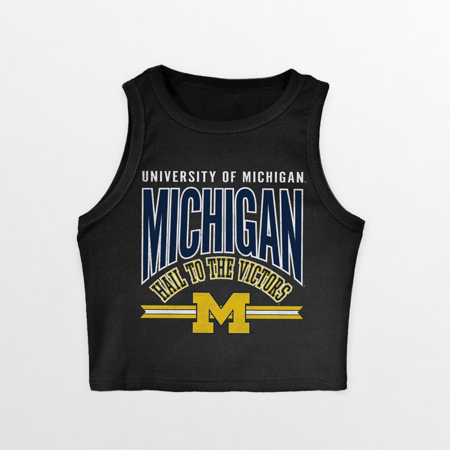 MICHIGAN WOLVERINES MIC DROP ESSENTIAL RIBBED CROP TANK