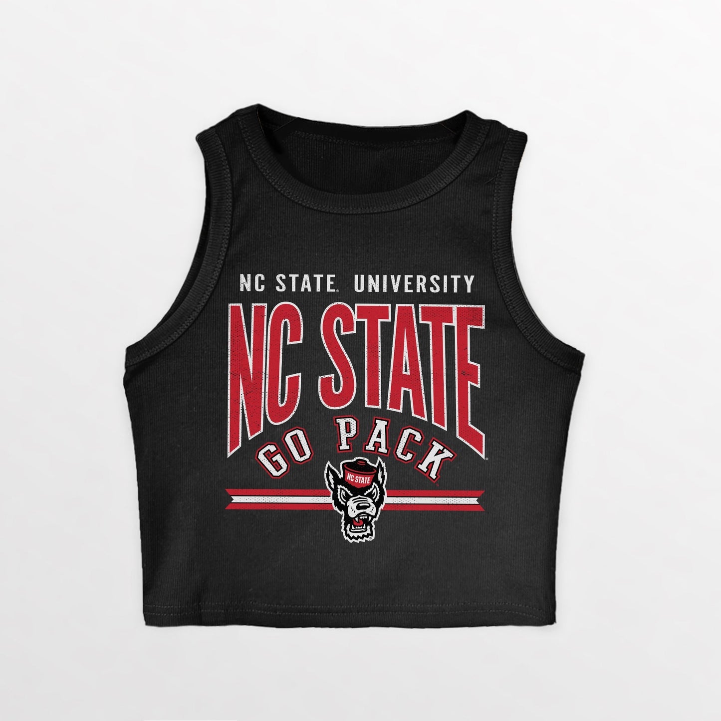 NORTH CAROLINA STATE WOLFPACK MIC DROP ESSENTIAL RIBBED CROP TANK
