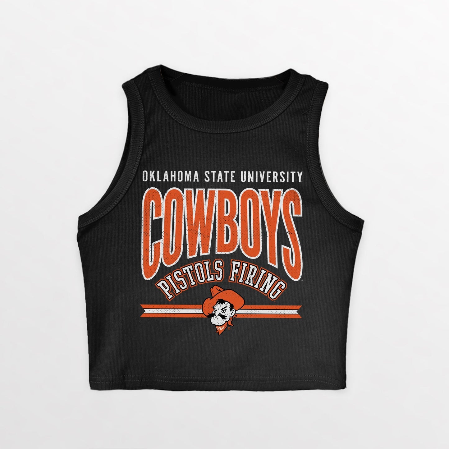 OKLAHOMA STATE COWBOYS MIC DROP ESSENTIAL RIBBED CROP TANK