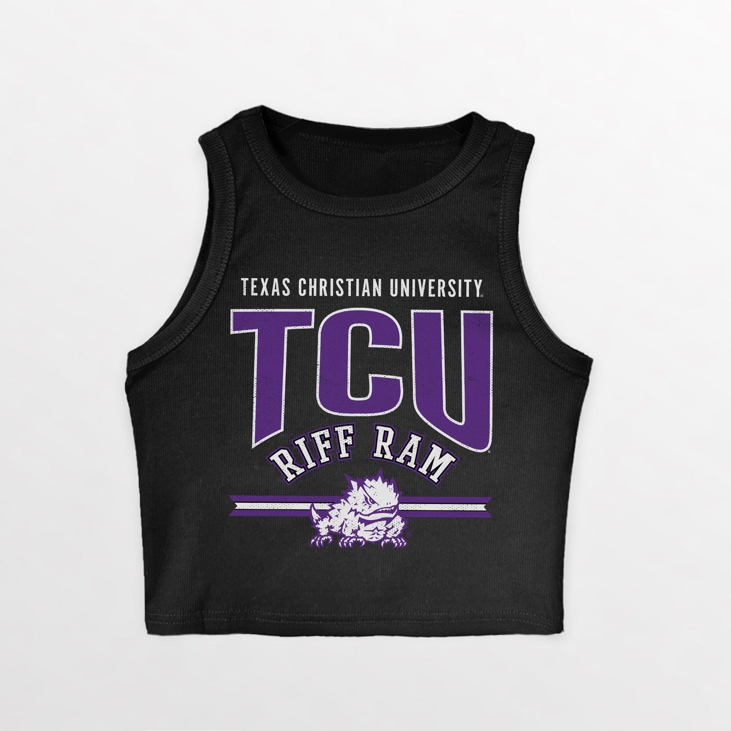 TCU HORNED FROGS MIC DROP ESSENTIAL RIBBED CROP TANK