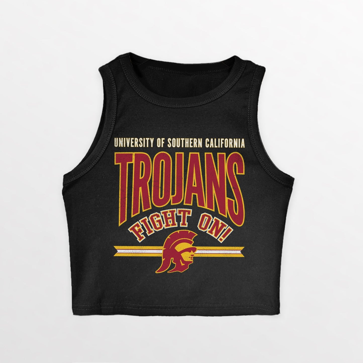 USC TROJANS MIC DROP ESSENTIAL RIBBED CROP TANK