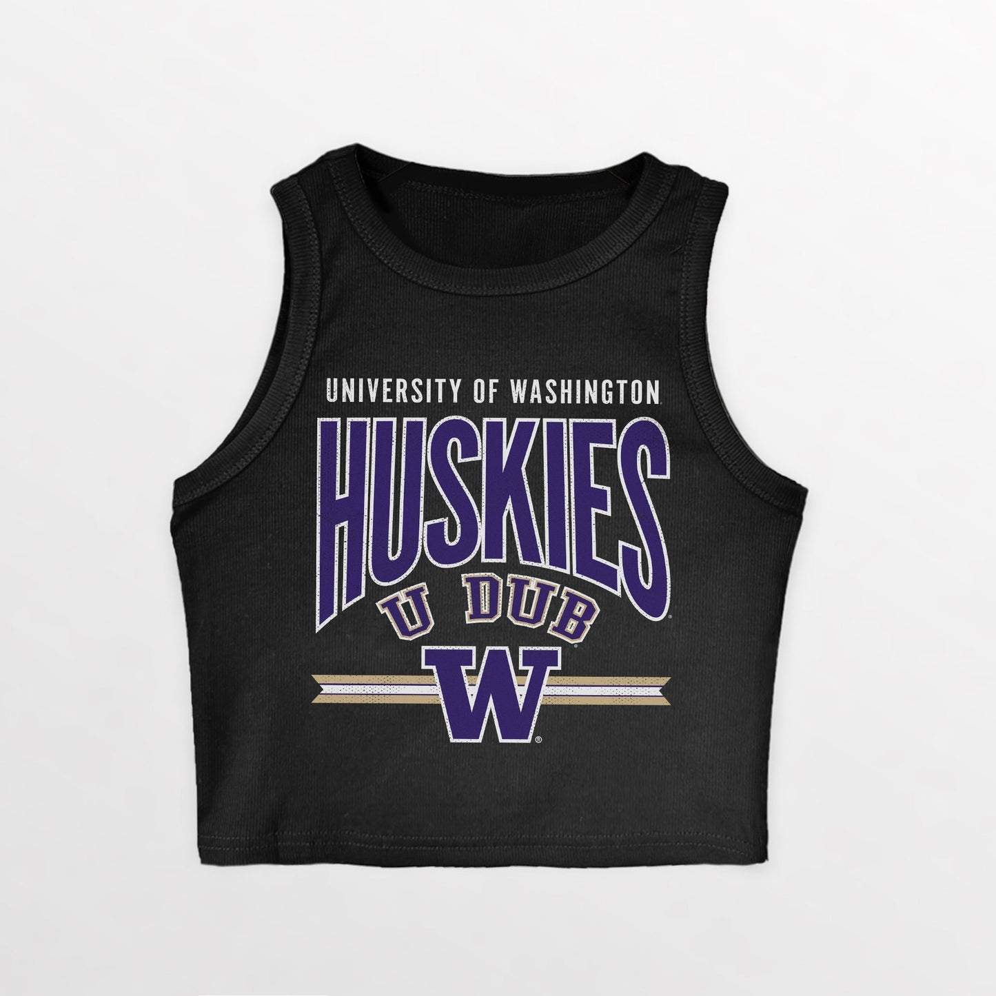 WASHINGTON HUSKIES MIC DROP ESSENTIAL RIBBED CROP TANK
