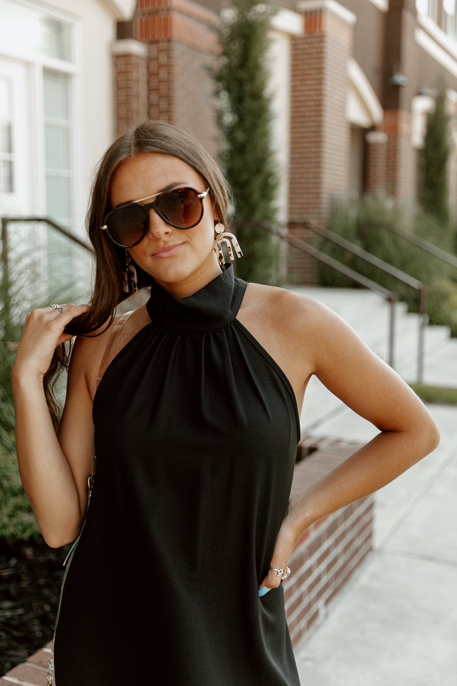 Brown BLANCA AVIATOR SUNGLASSES - Lifestyle Portrait | Gameday Couture SOHO