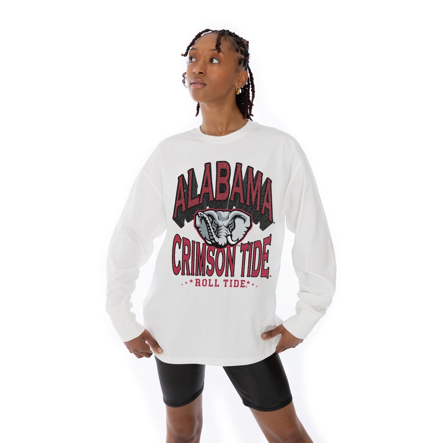 ALABAMA CRIMSON TIDE TIME OUT OVERSIZED MIDWEIGHT LONG SLEEVE TEE WITH RIBBED NECKLINE AND CUFFS