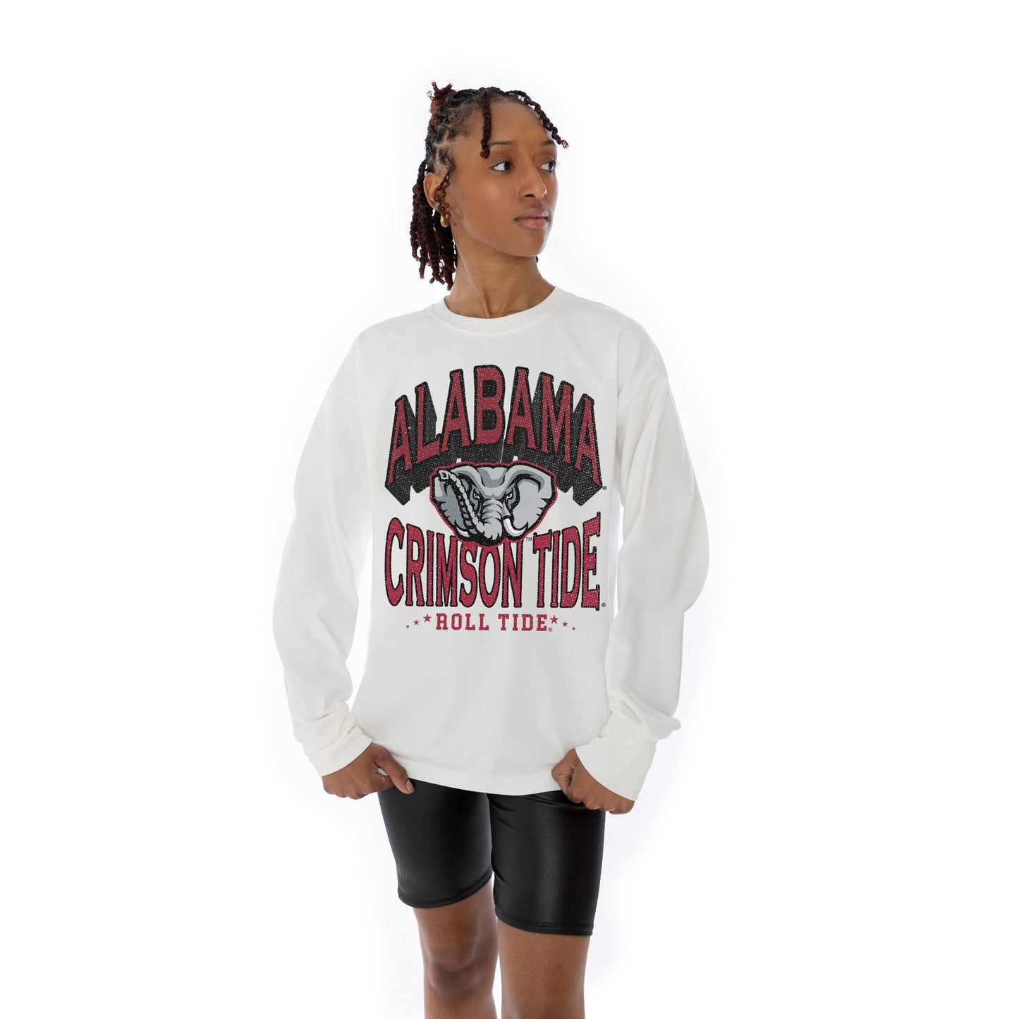 ALABAMA CRIMSON TIDE TIME OUT OVERSIZED MIDWEIGHT LONG SLEEVE TEE WITH RIBBED NECKLINE AND CUFFS