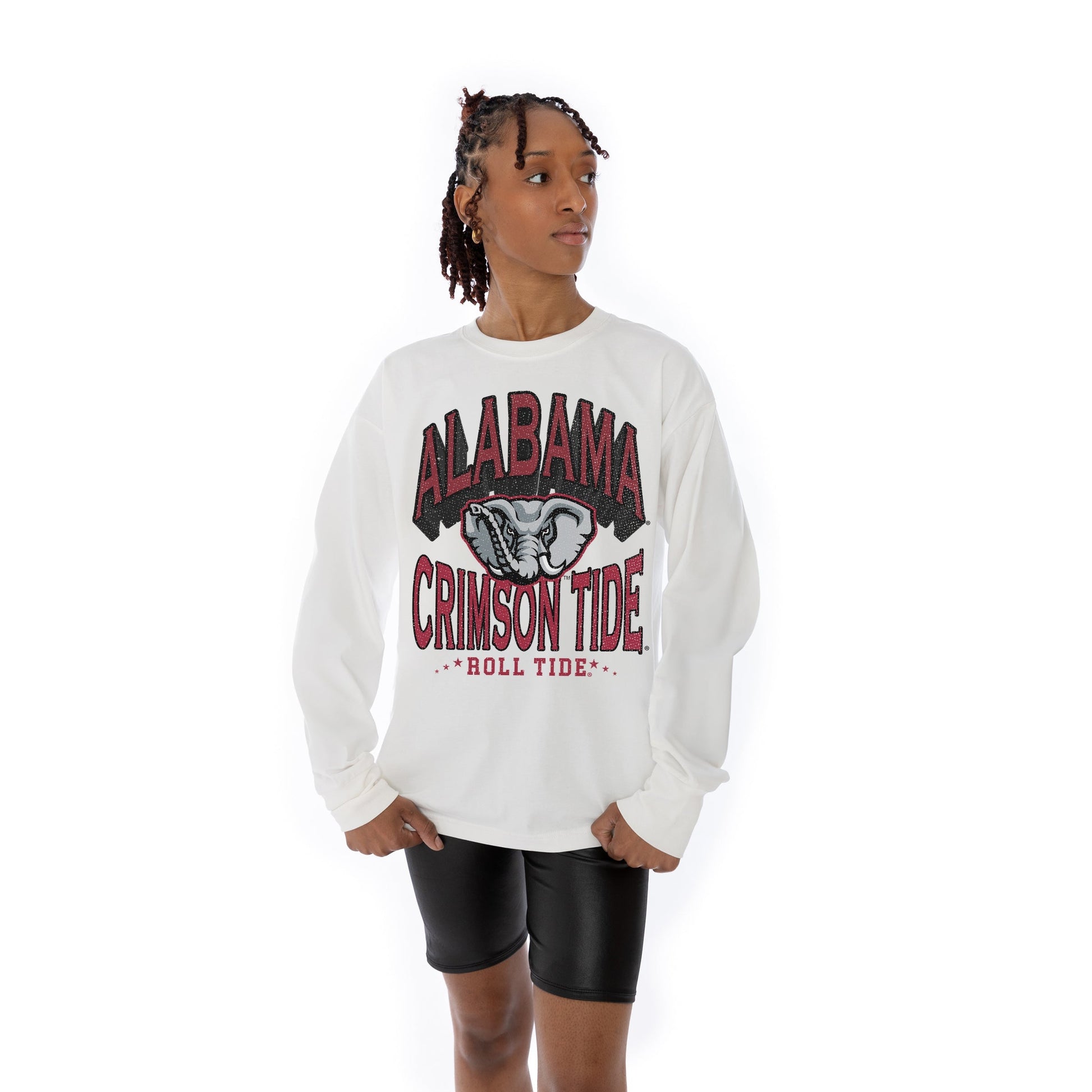 ALABAMA CRIMSON TIDE TIME OUT OVERSIZED MIDWEIGHT LONG SLEEVE TEE WITH RIBBED NECKLINE AND CUFFS