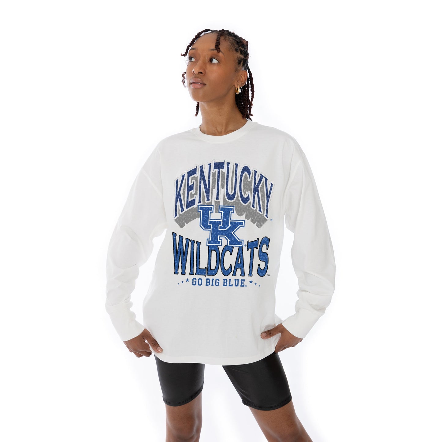 KENTUCKY WILDCATS TIME OUT OVERSIZED MIDWEIGHT LONG SLEEVE TEE WITH RIBBED NECKLINE AND CUFFS