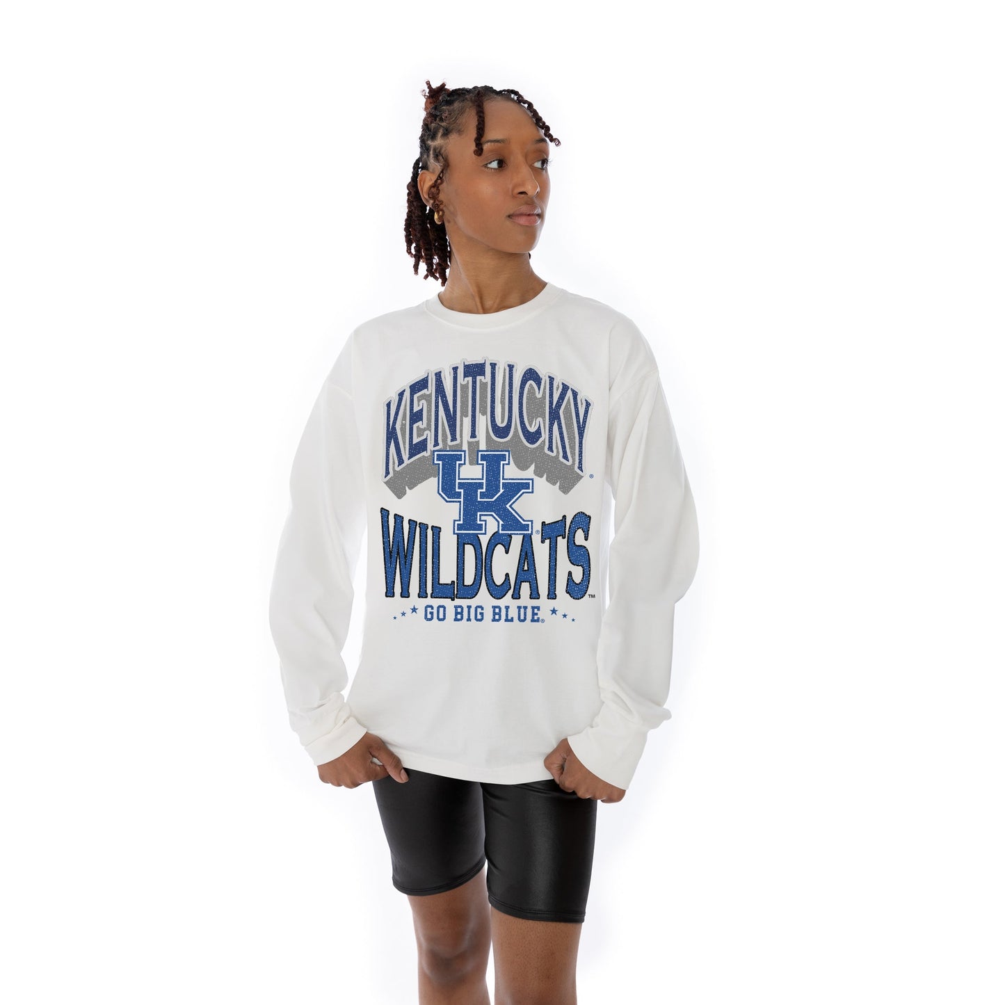 KENTUCKY WILDCATS TIME OUT OVERSIZED MIDWEIGHT LONG SLEEVE TEE WITH RIBBED NECKLINE AND CUFFS