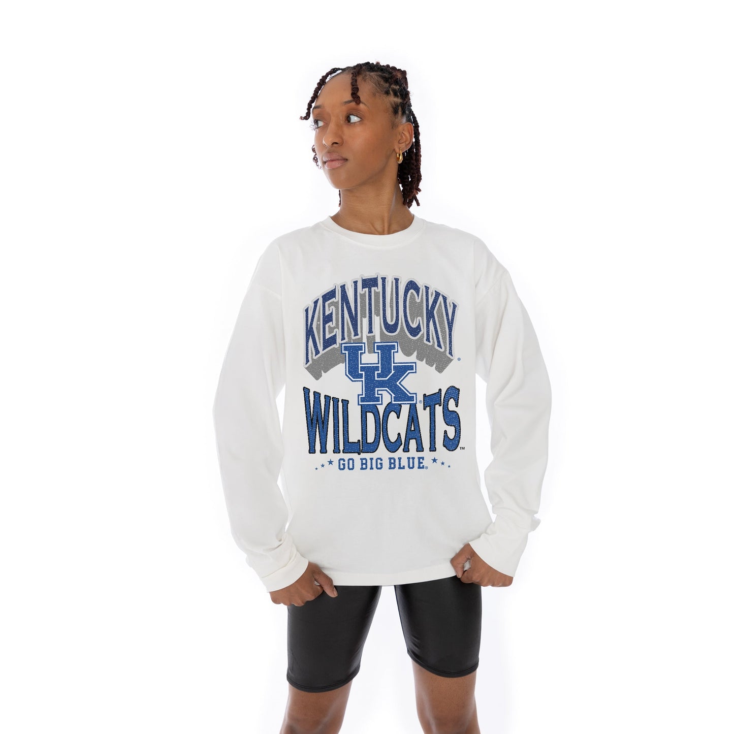 KENTUCKY WILDCATS TIME OUT OVERSIZED MIDWEIGHT LONG SLEEVE TEE WITH RIBBED NECKLINE AND CUFFS