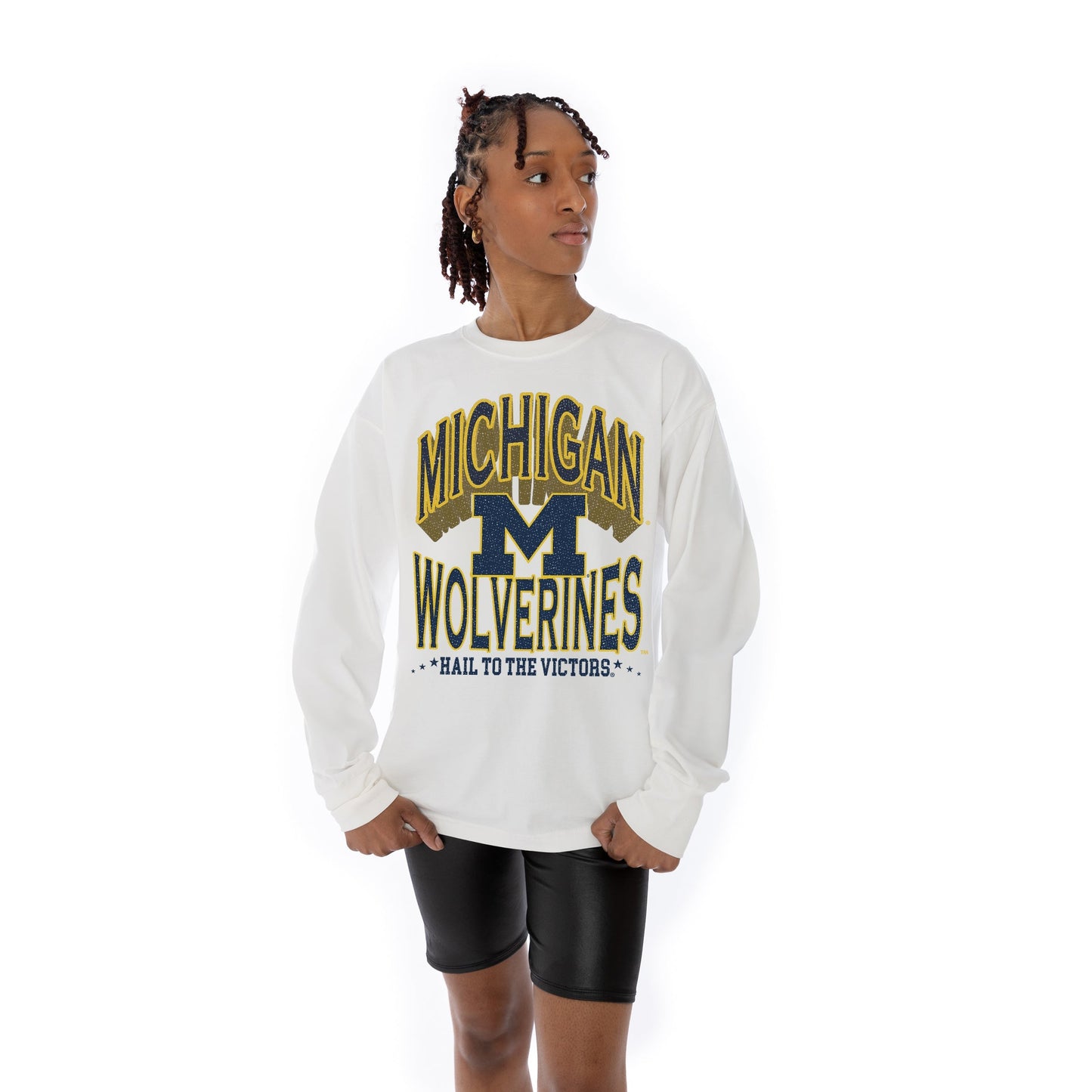 MICHIGAN WOLVERINES TIME OUT OVERSIZED MIDWEIGHT LONG SLEEVE TEE WITH RIBBED NECKLINE AND CUFFS