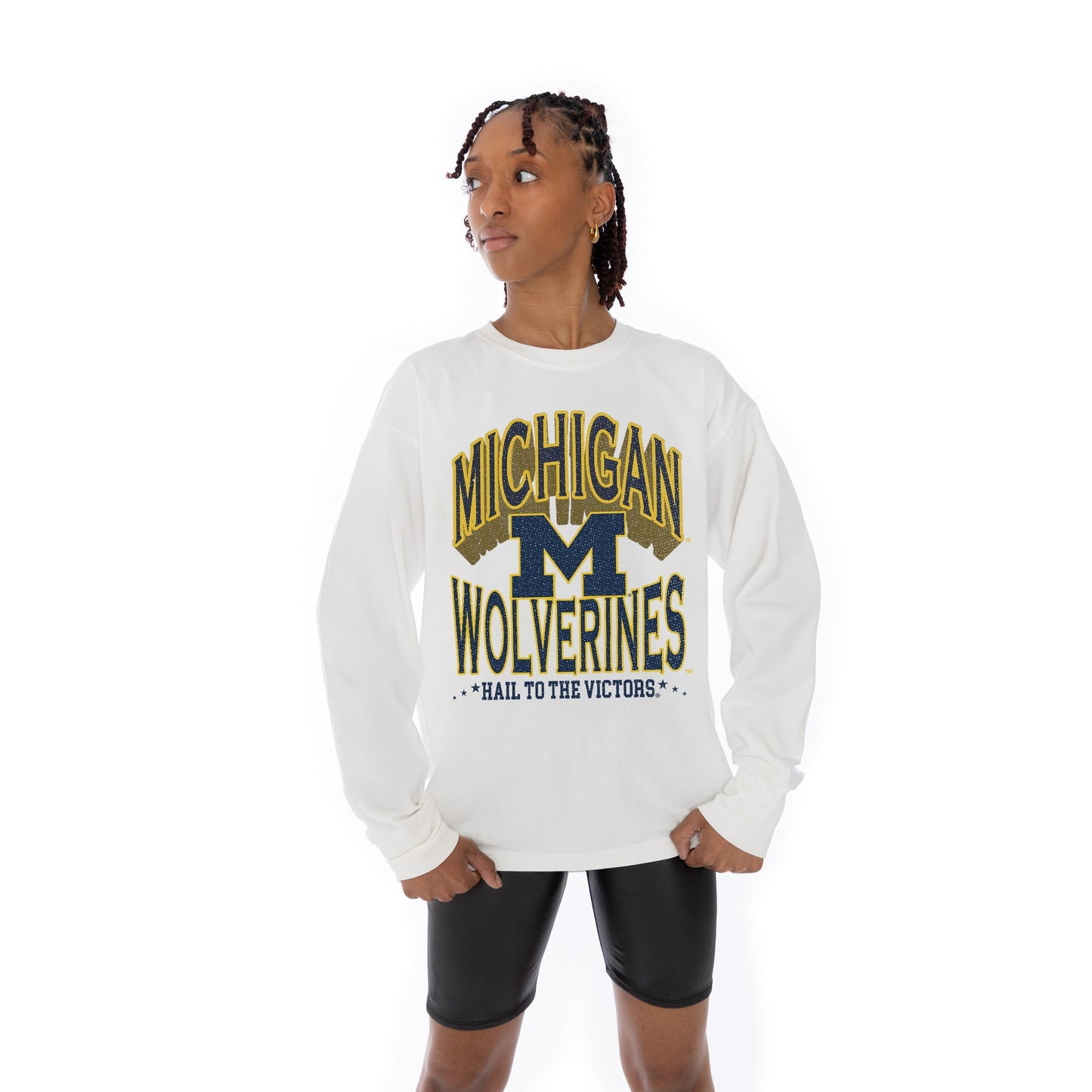 MICHIGAN WOLVERINES TIME OUT OVERSIZED MIDWEIGHT LONG SLEEVE TEE WITH RIBBED NECKLINE AND CUFFS