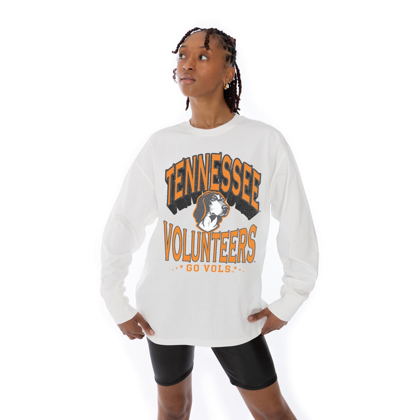 TENNESSEE VOLUNTEERS TIME OUT OVERSIZED MIDWEIGHT LONG SLEEVE TEE WITH RIBBED NECKLINE AND CUFFS