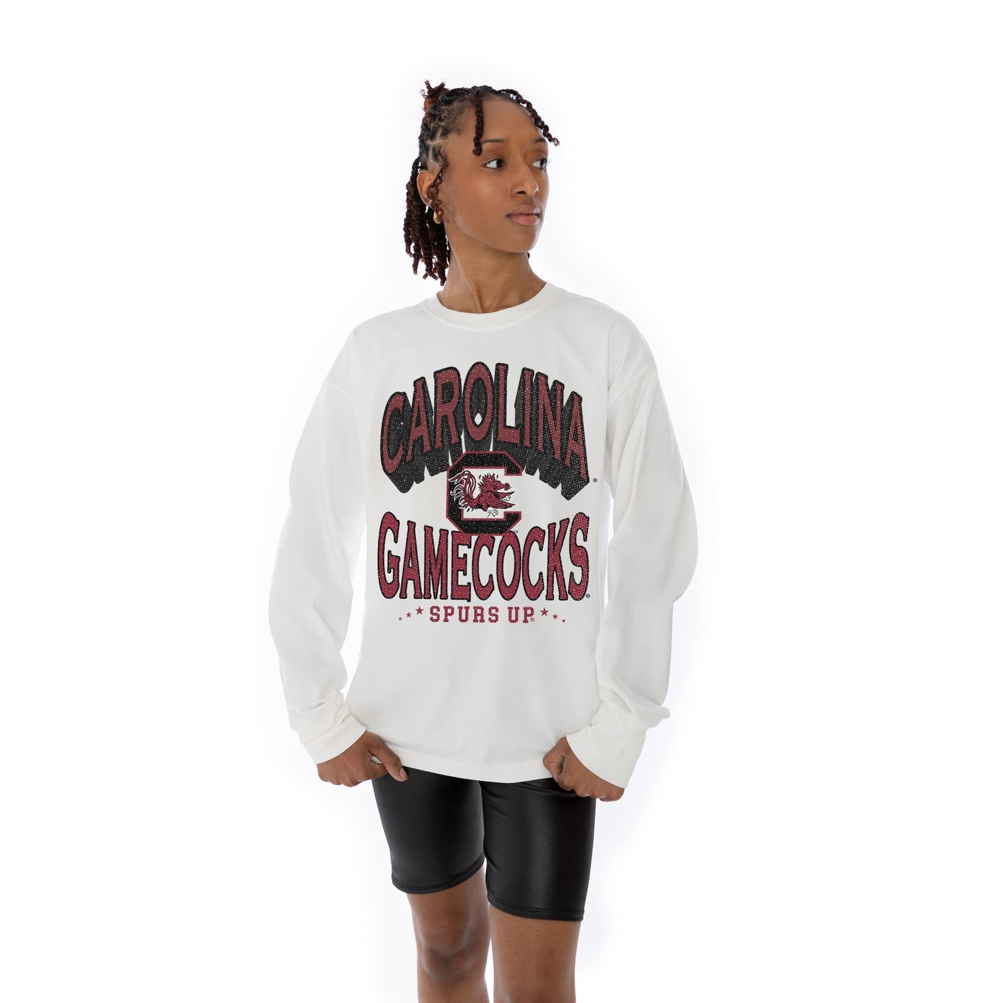 SOUTH CAROLINA GAMECOCKS TIME OUT OVERSIZED MIDWEIGHT LONG SLEEVE TEE WITH RIBBED NECKLINE AND CUFFS